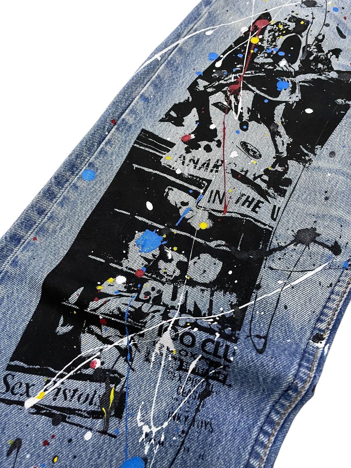 Hysteric Glamour × Levi's × Seditionaries Vintage Levis 501 Riot Poems Paint Splatter Jeans Size US 34 / EU 50 - 11 Thumbnail