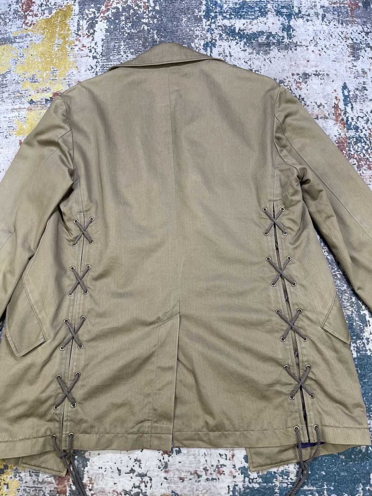 Japanese Brand Swingin Slily Herringbone Laced Gusset Jacket Size US M / EU 48-50 / 2 - 11 Thumbnail