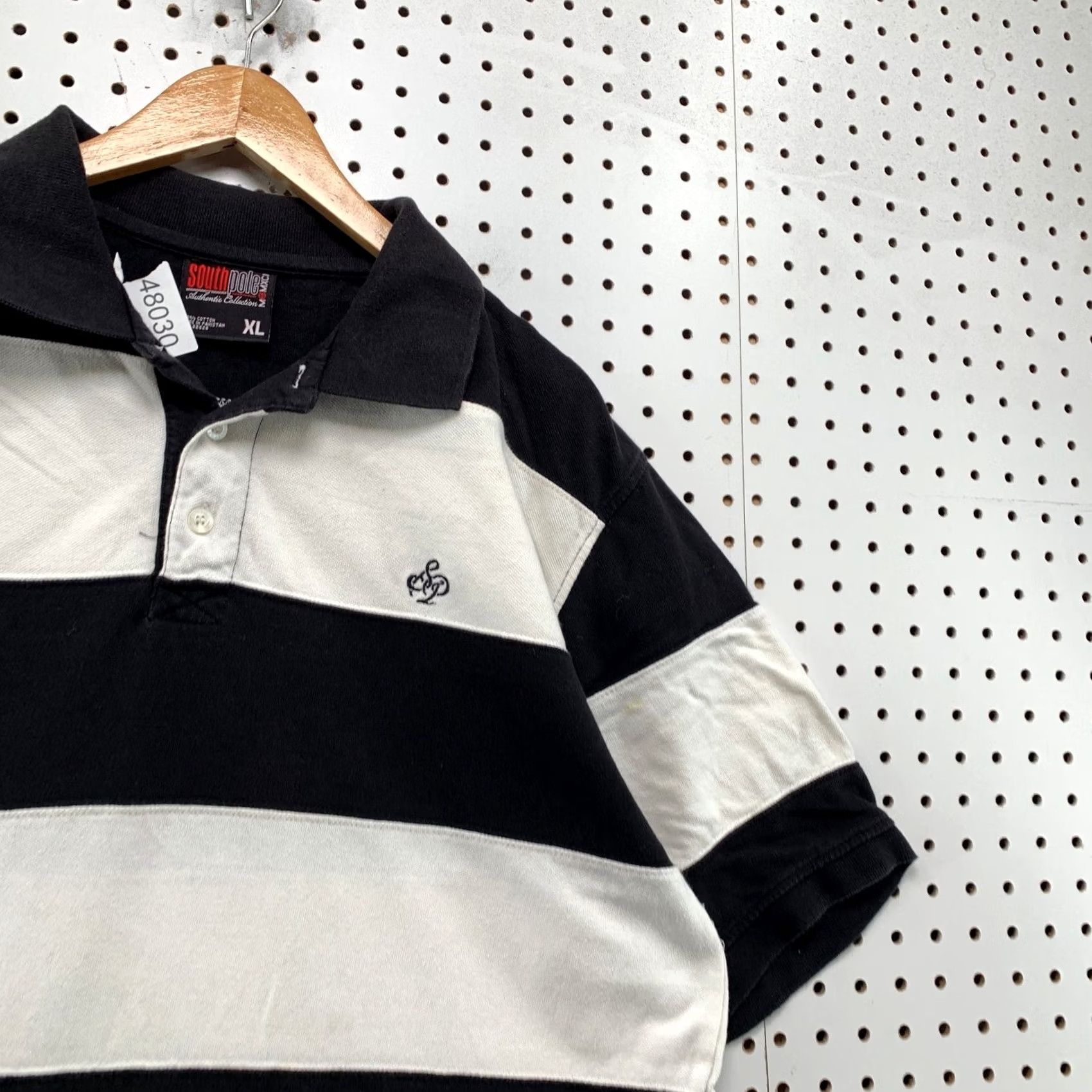 Southpole VINTAGE Southpole Polo Shirt Mens XL Black White Striped Short Sleeve Y2K Size US XL / EU 56 / 4 - 6 Thumbnail
