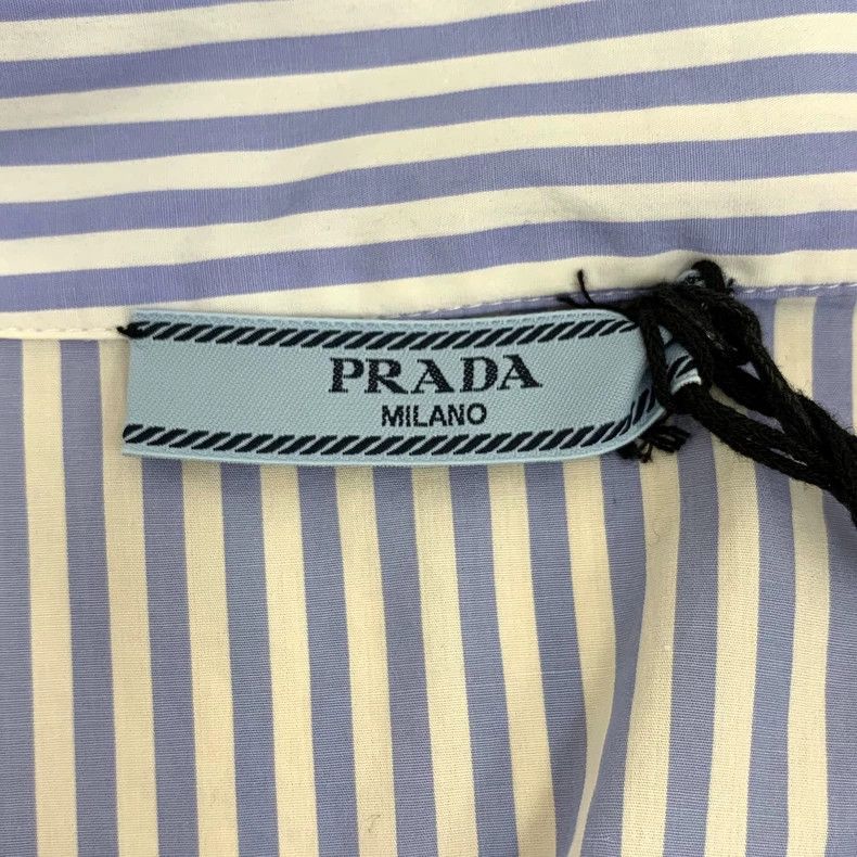Prada Prada Blue and white vertical stripe classic logo vest shir Size S / US 4 / IT 40 - 5 Thumbnail