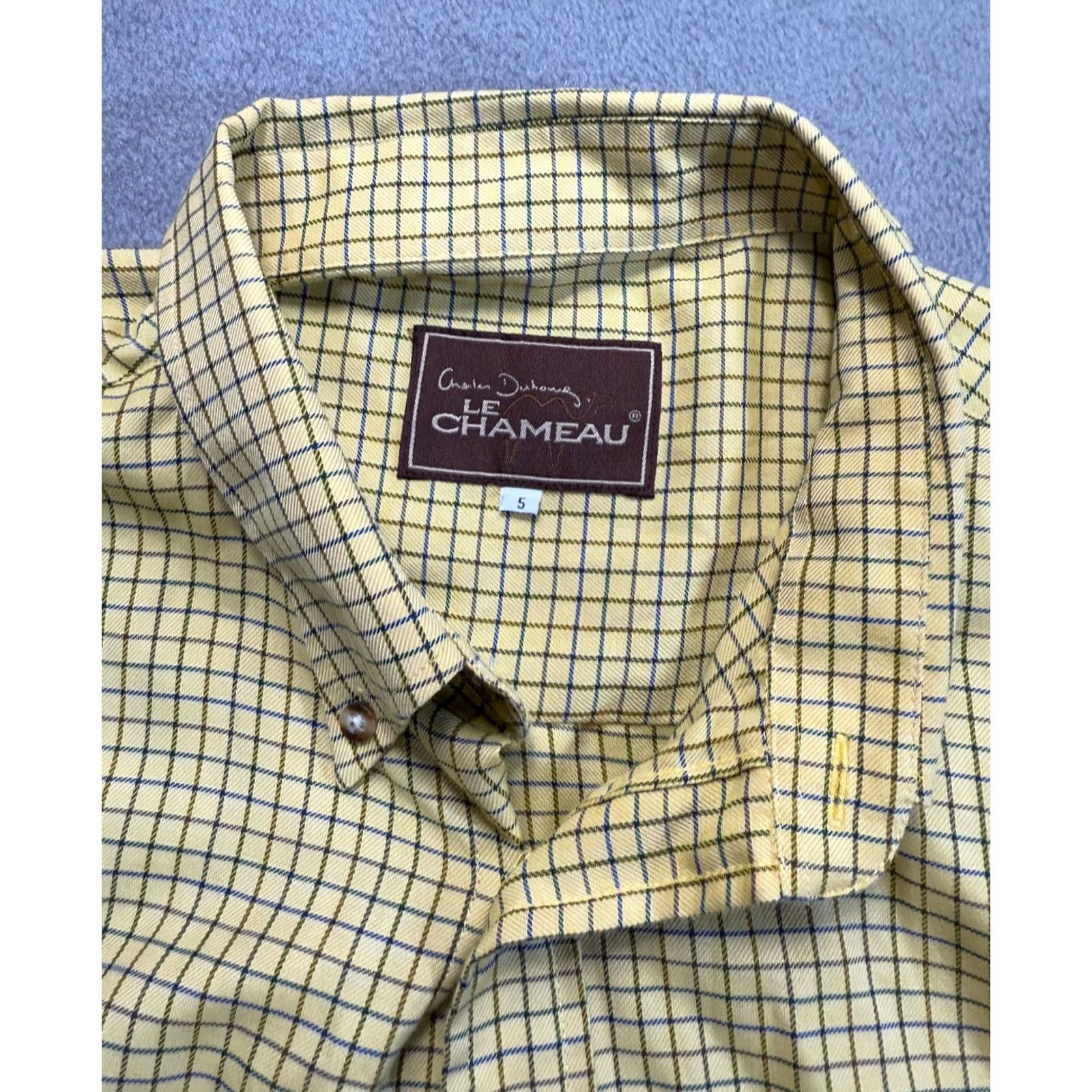 Vintage Le Chameau Yellow Button-Down Shirt Mens Size 5 Long Sleeve Regular Collar-Down Shirts Yellow Mens Size US S / EU 44-46 / 1 - 3 Thumbnail