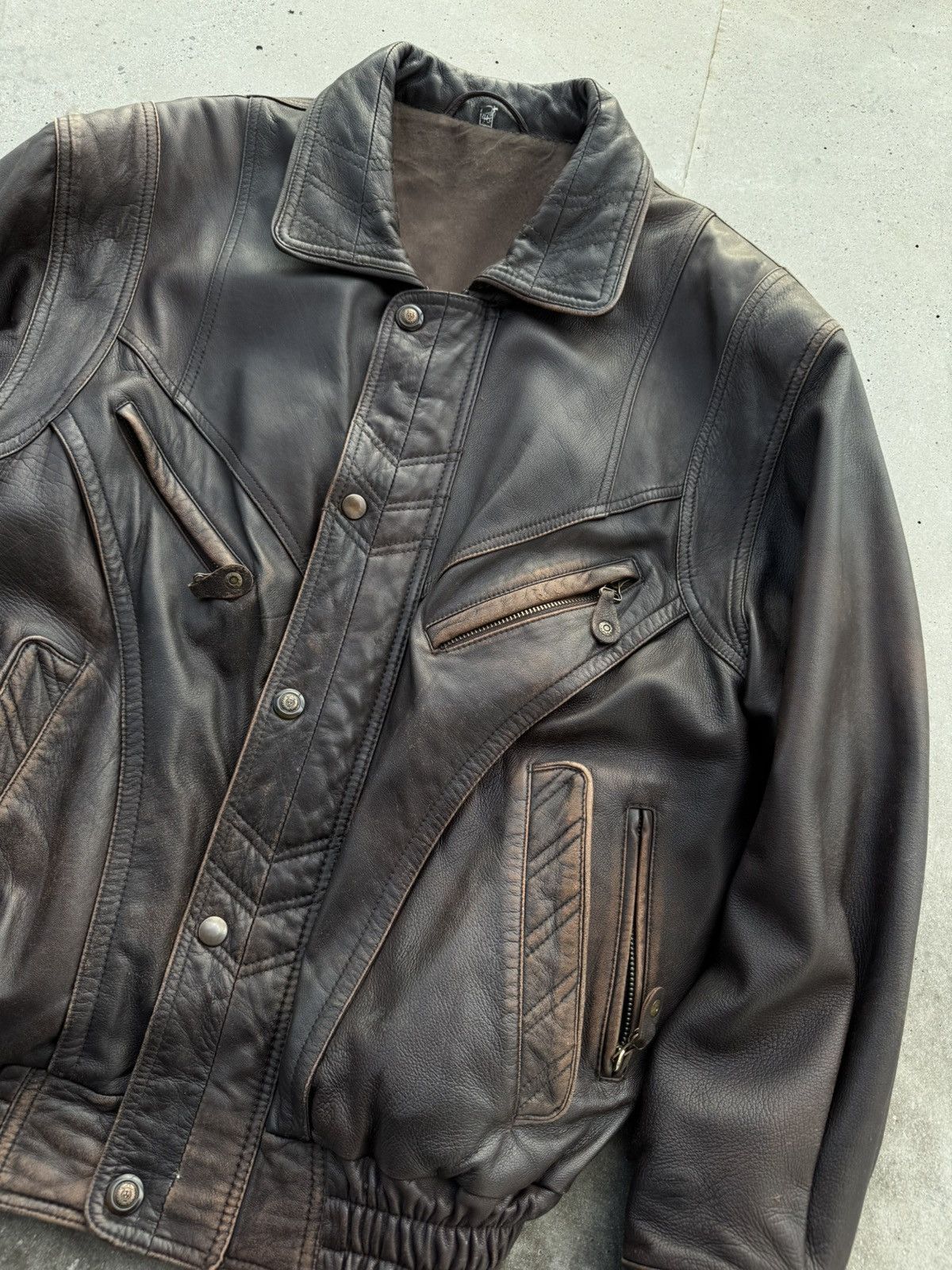 Genuine Leather Biker leather Jacket brown classy fit Size US M / EU 48-50 / 2 - 3 Thumbnail