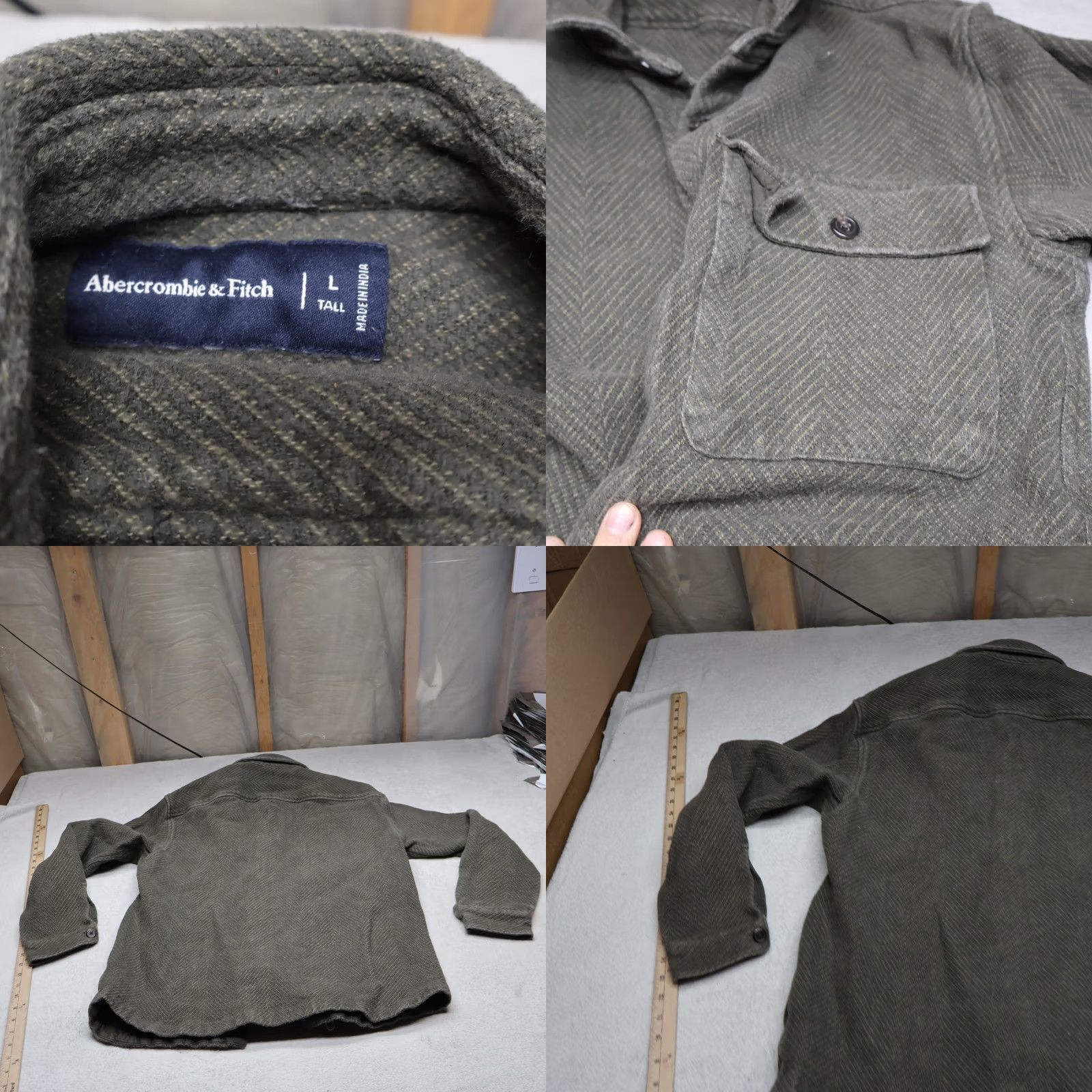 Abercrombie & Fitch Abercrombie & Fitch Shirt Mens Large Tall Green Button Up Long Sleeve Textured Size US L / EU 52-54 / 3 - 8 Thumbnail