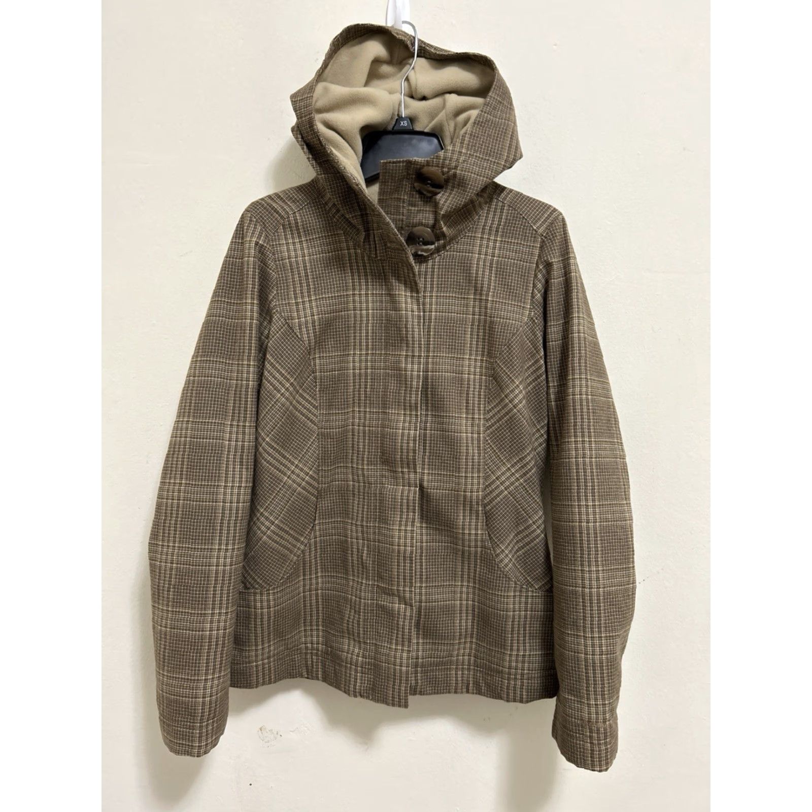 Patagonia VINTAGE Patagonia Darya Jacket Womens XS Beige Plaid Windproof Fleece Lined Polartec 27495 Size XS / US 0-2 / IT 36-38 - 2 Thumbnail