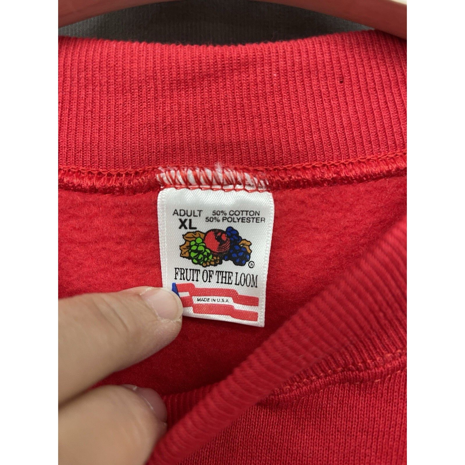 Fruit Of The Loom VTG 90s Fruit of the Loom Red Crewneck Blank Size XL Sweatsh Size US XL / EU 56 / 4 - 4 Thumbnail