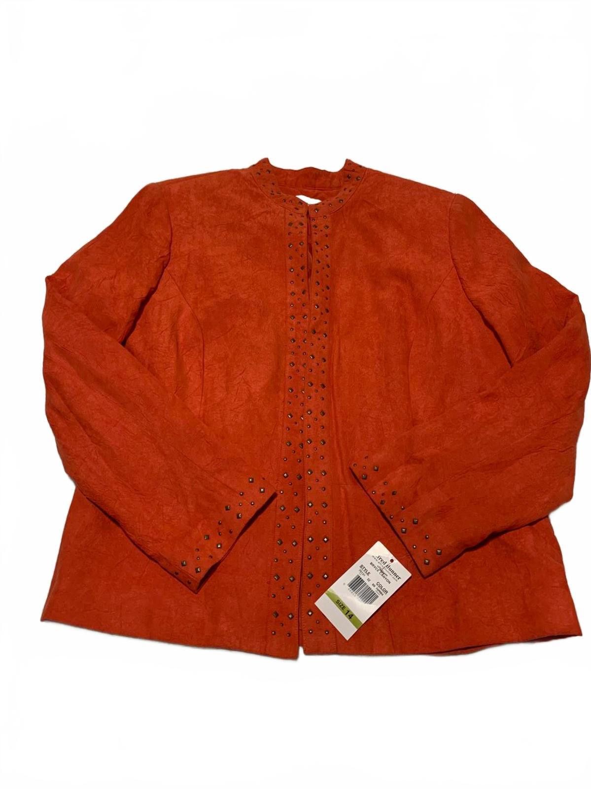 Other Alfred Dunner Women's 14 Suede Leather Jacket Orange Size XL / US 12-14 / IT 48-50 - 1 Thumbnail