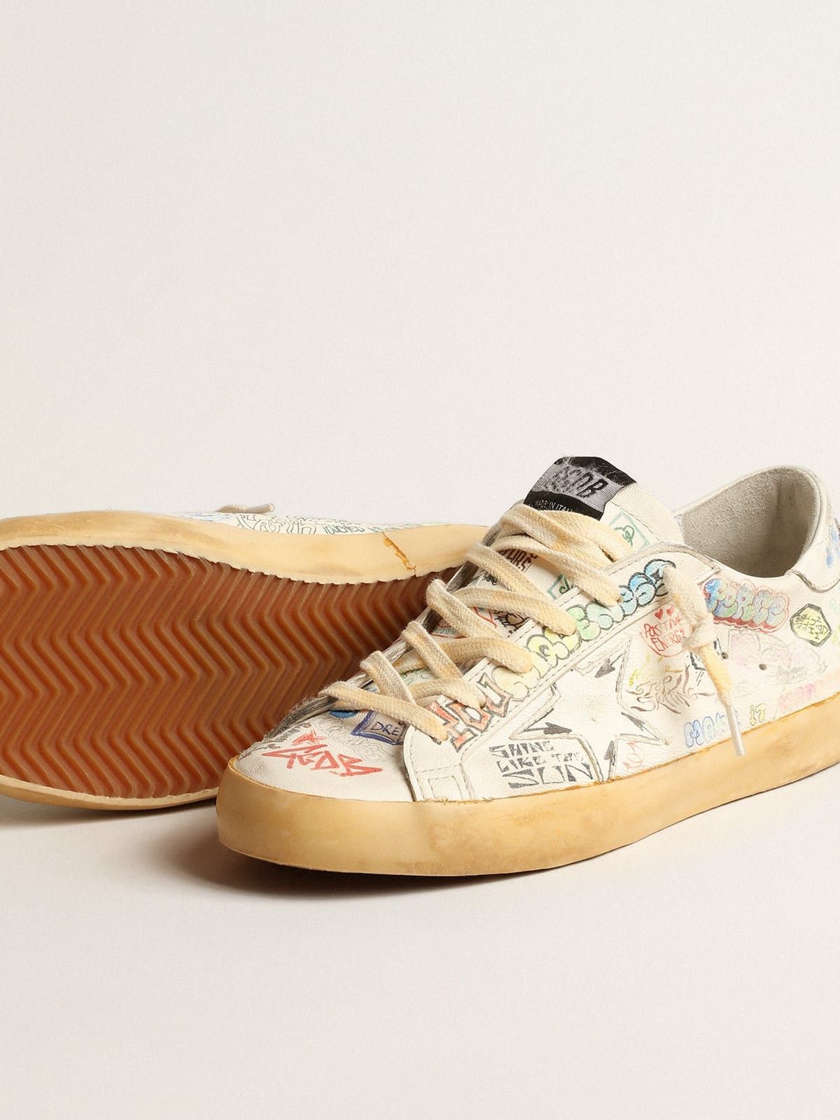 Golden Goose o1w1db10625 Super-Star in Nappa With Graffiti in Multicolor Size US 9 / EU 42 - 3 Thumbnail