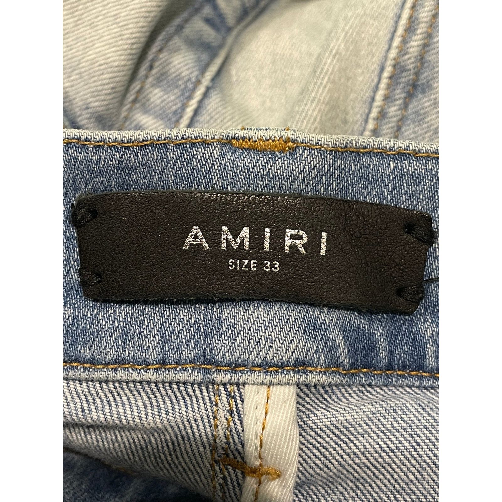 Amiri Amiri MX1 Teal Paisley Patch Light Wash Blue Jeans Size US 33 - 8 Thumbnail