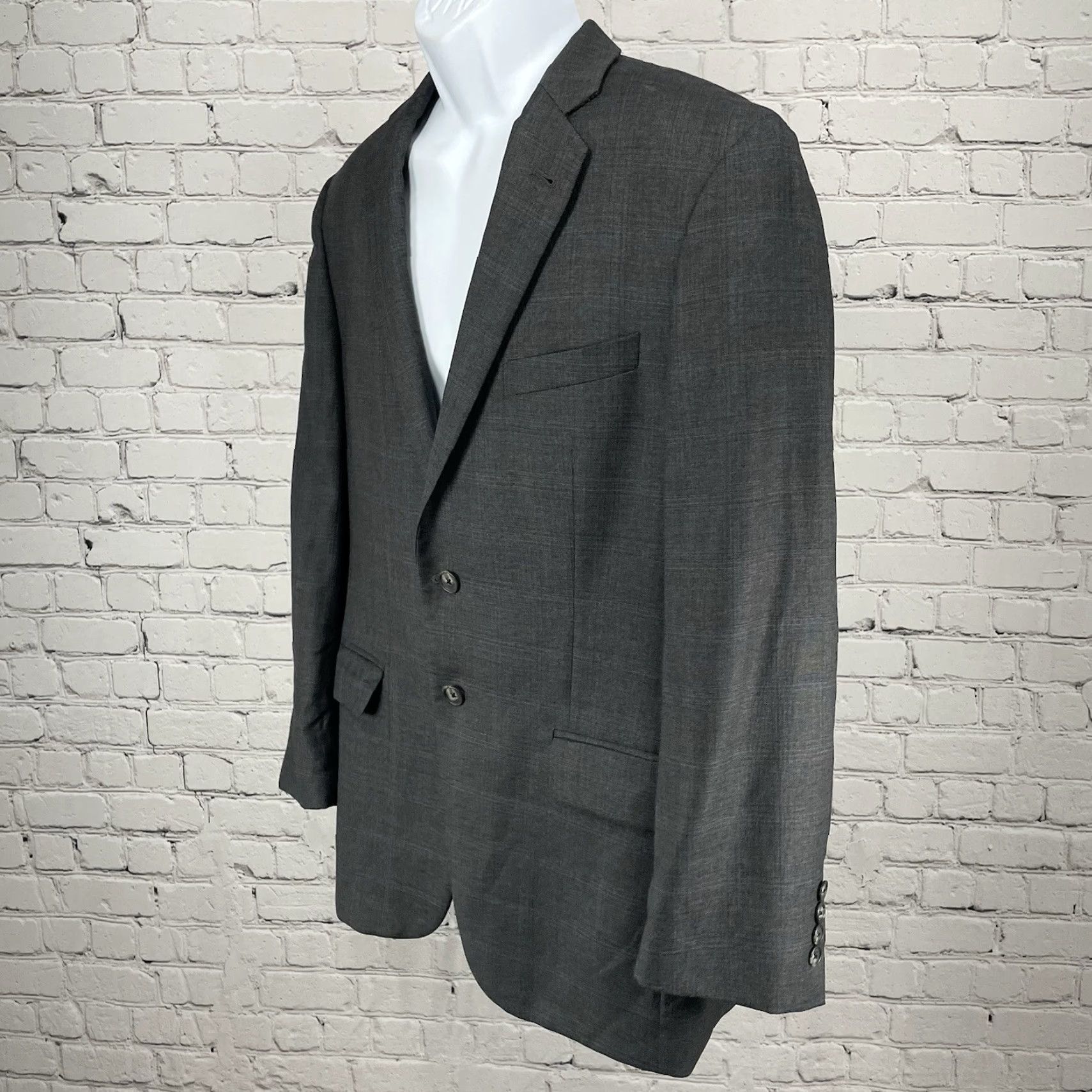 Joseph Abboud Joseph Abboud Grey Check Wool Suit Blazer Jacket Double Vent USA Made Size 42R Size 42R - 6 Thumbnail