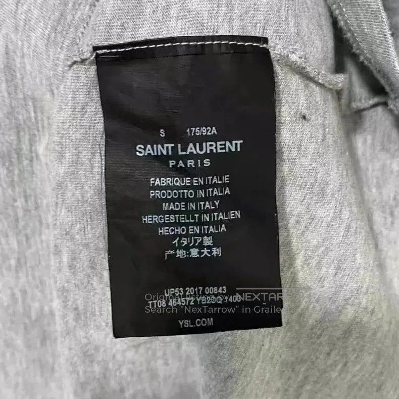 Saint Laurent Paris Saint Laurent Gray Slogan Short Sleeve Tee. Size US S / EU 44-46 / 1 - 3 Thumbnail