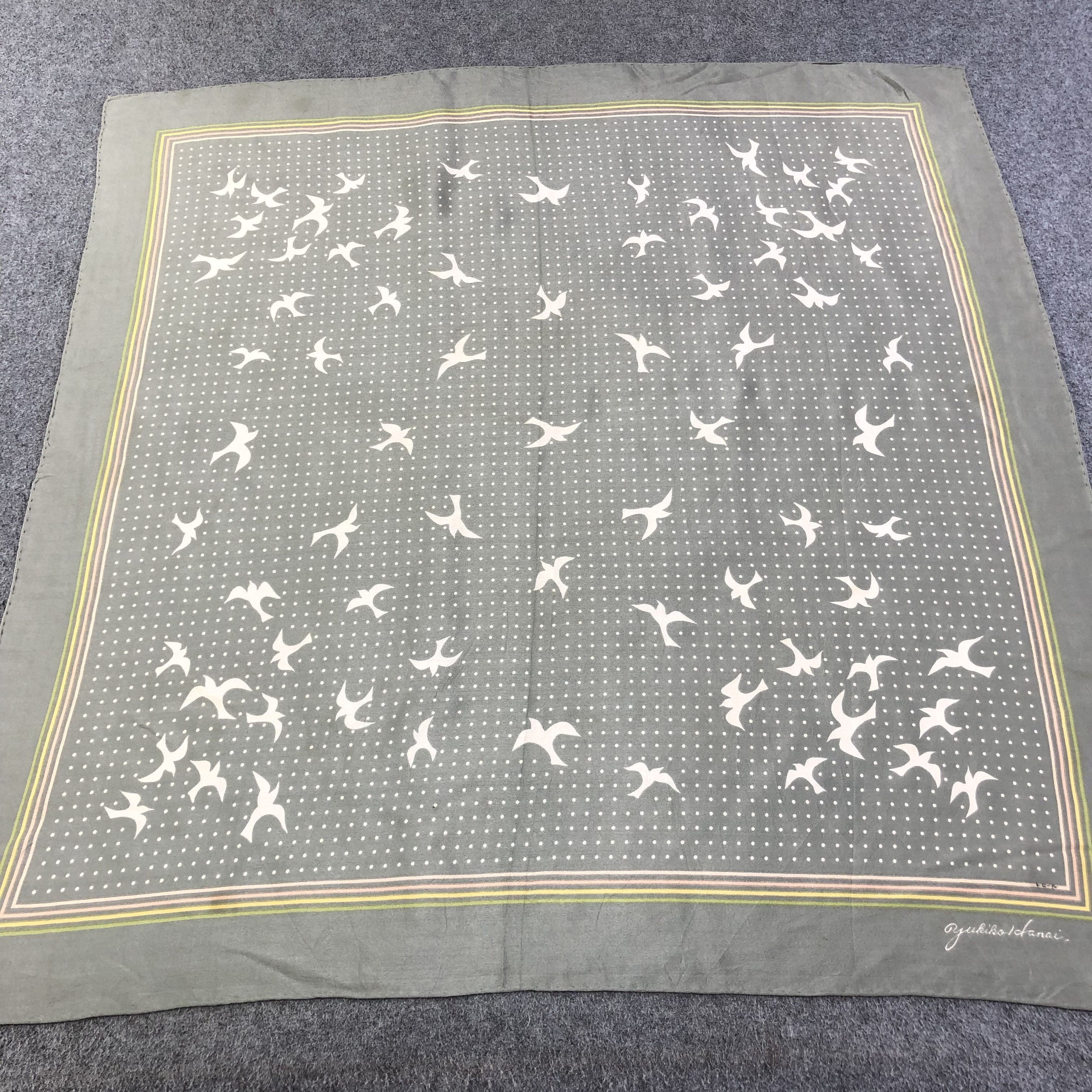 Vintage Yukiko Hanai Sparrow Silk Scarf M635