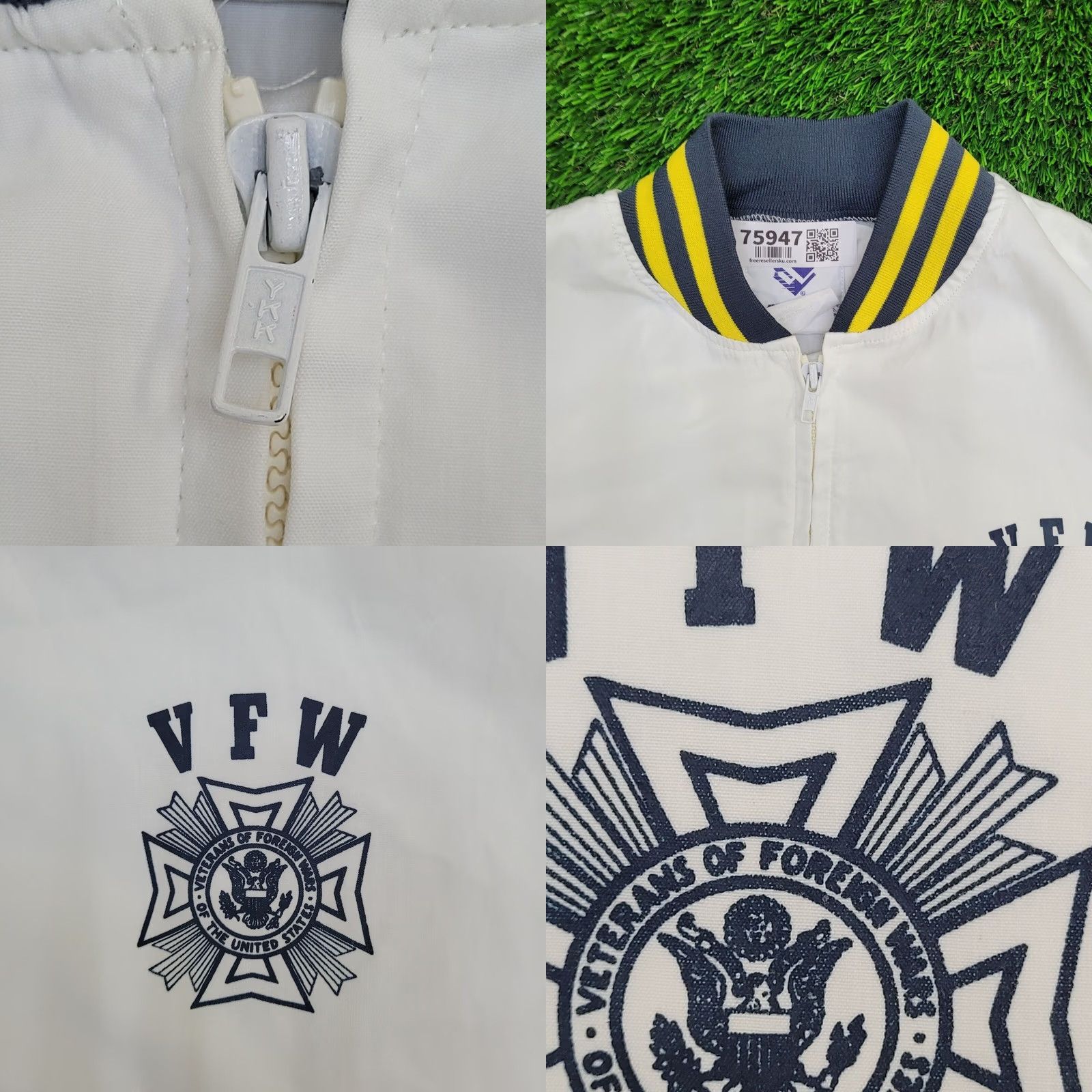 Endless VINTAGE 80s Military Ringer Bomber Jacket 2XL White Size US XXL / EU 58 / 5 - 8 Thumbnail