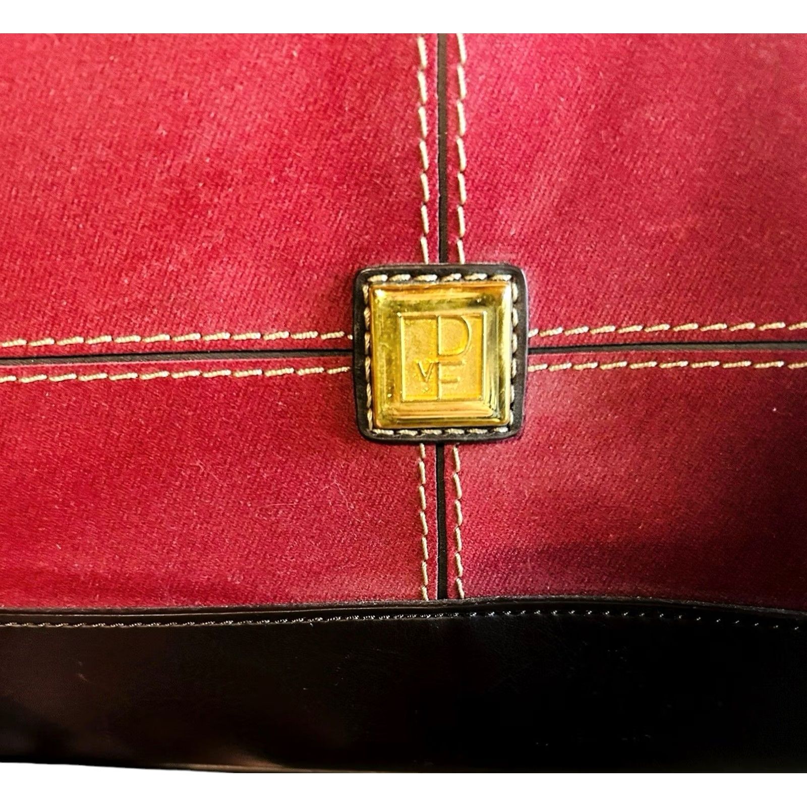 Vintage Diane Von Furstenberg Burgundy Canvas Suede Tote Women Purse Handbag Size ONE SIZE - 5 Thumbnail
