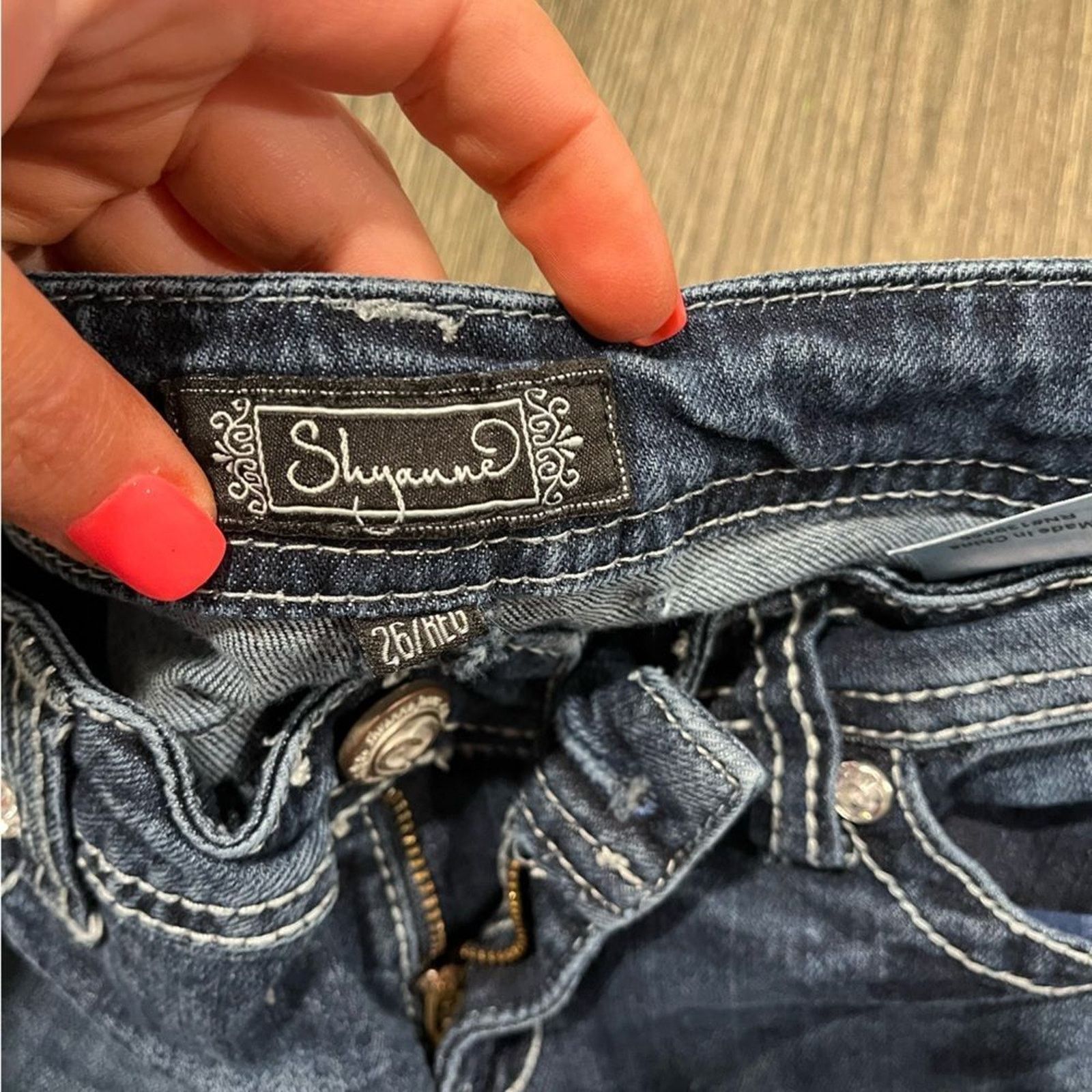 Other Shyanne Shy Skinny Jeans Whisker Embroidered Detail Denim Size 26" / US 2 / IT 38 - 7 Thumbnail