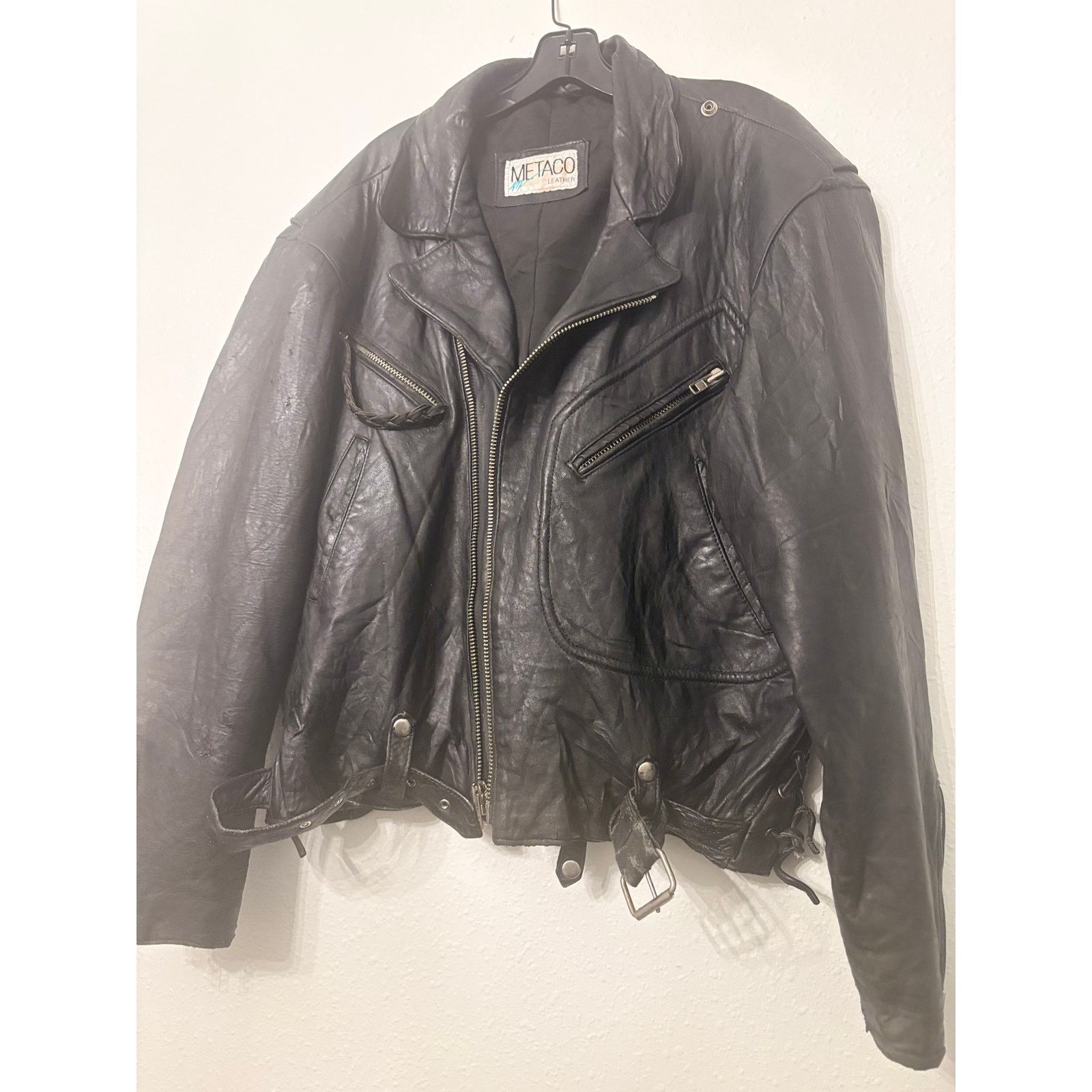 Vintage 1980's Vintage Original METACO Black Leather Moto Jacket M Size M / US 6-8 / IT 42-44 - 7 Thumbnail