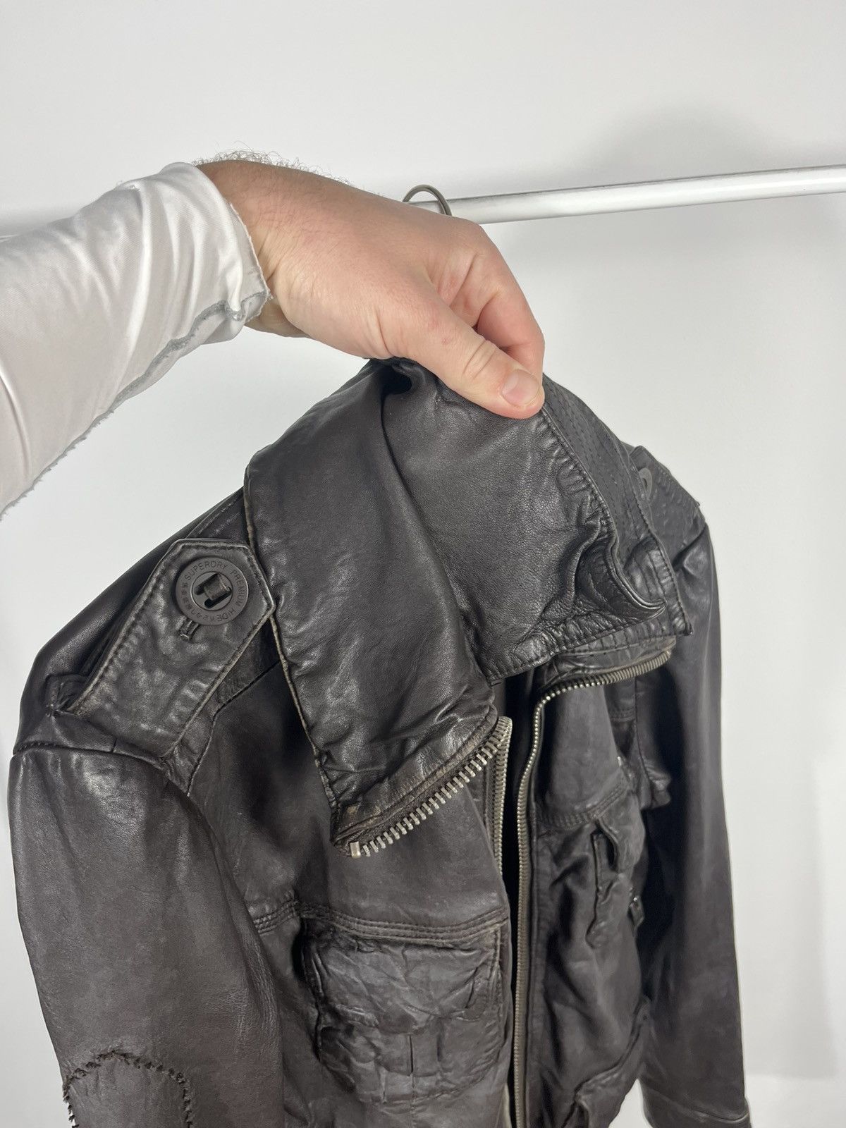 Superdry Superdry Genuine Leather Jacket Black Size M Distressed Size US M / EU 48-50 / 2 - 13 Thumbnail