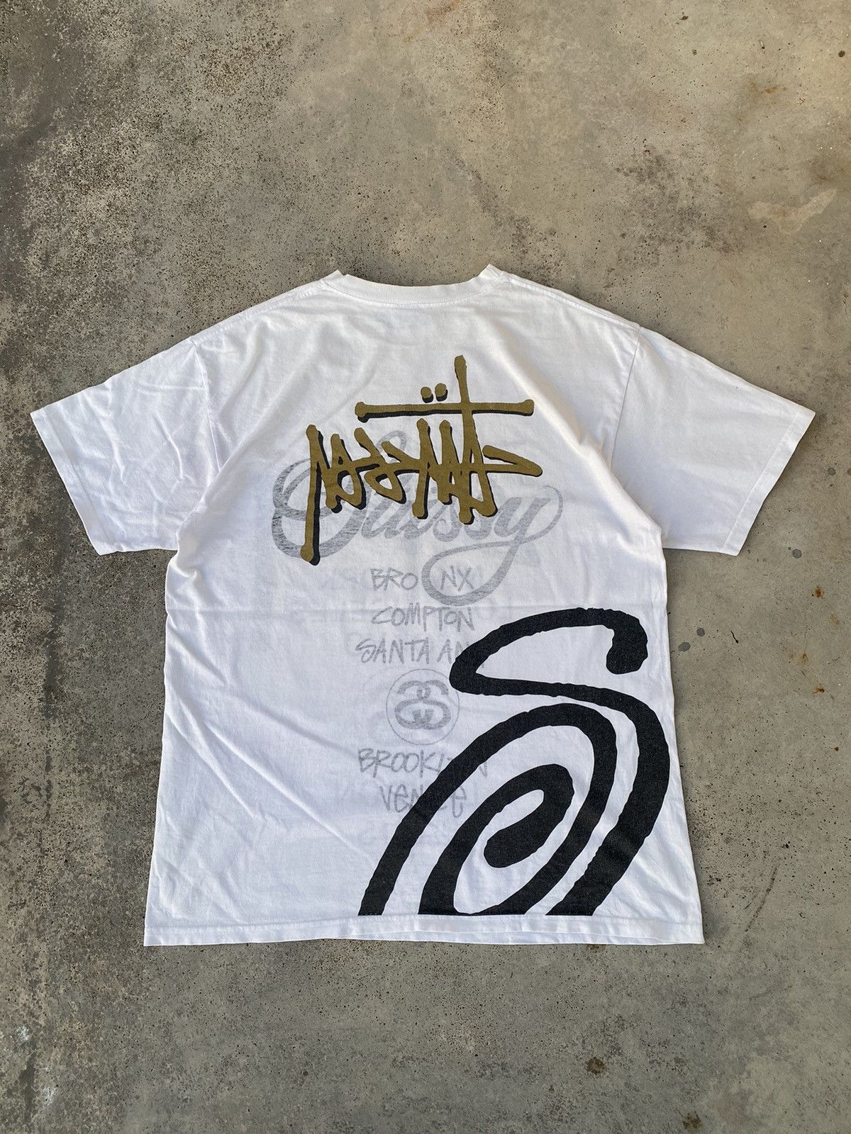 Vintage Y2K Stussy Tour Reversible Crazy Graphic Tee