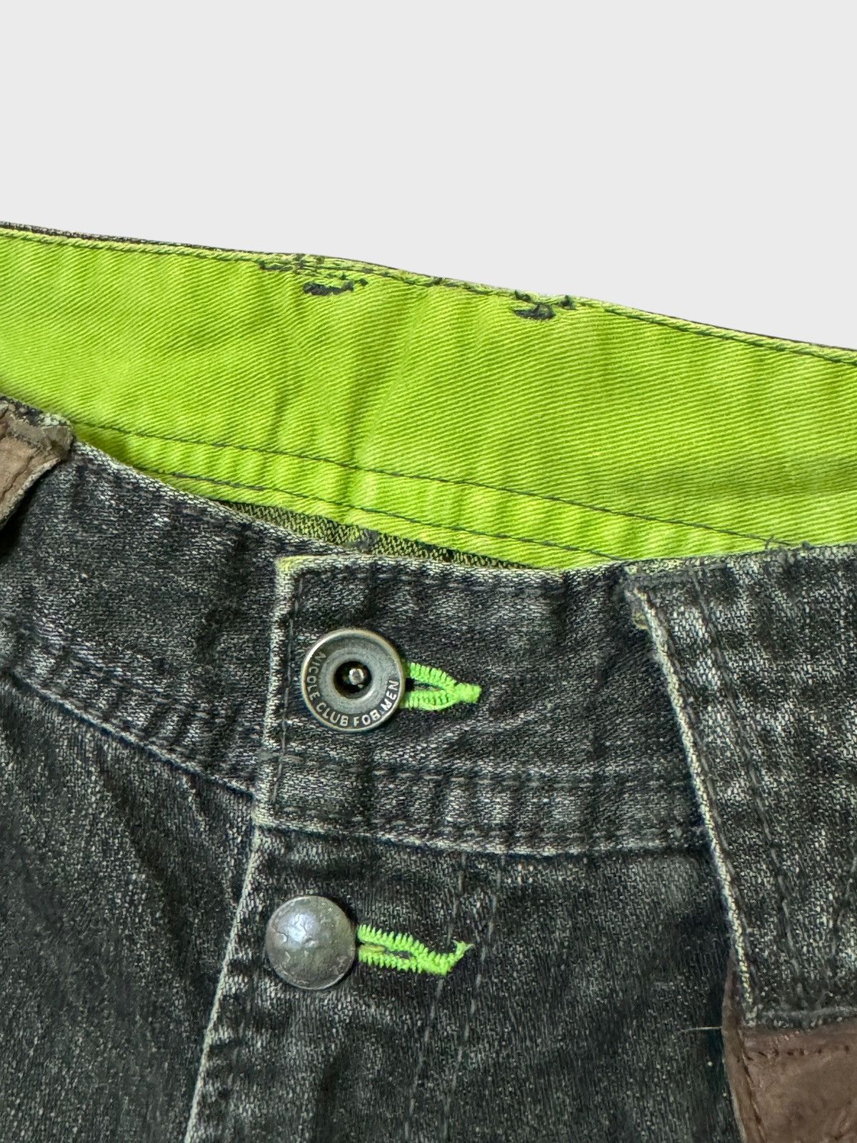 5351 POUR LES HOMMES FLARED NICOLE CLUB FOR MEN DISTRESSED WITH LEATHER DENIM Size US 32 / EU 48 - 11 Thumbnail