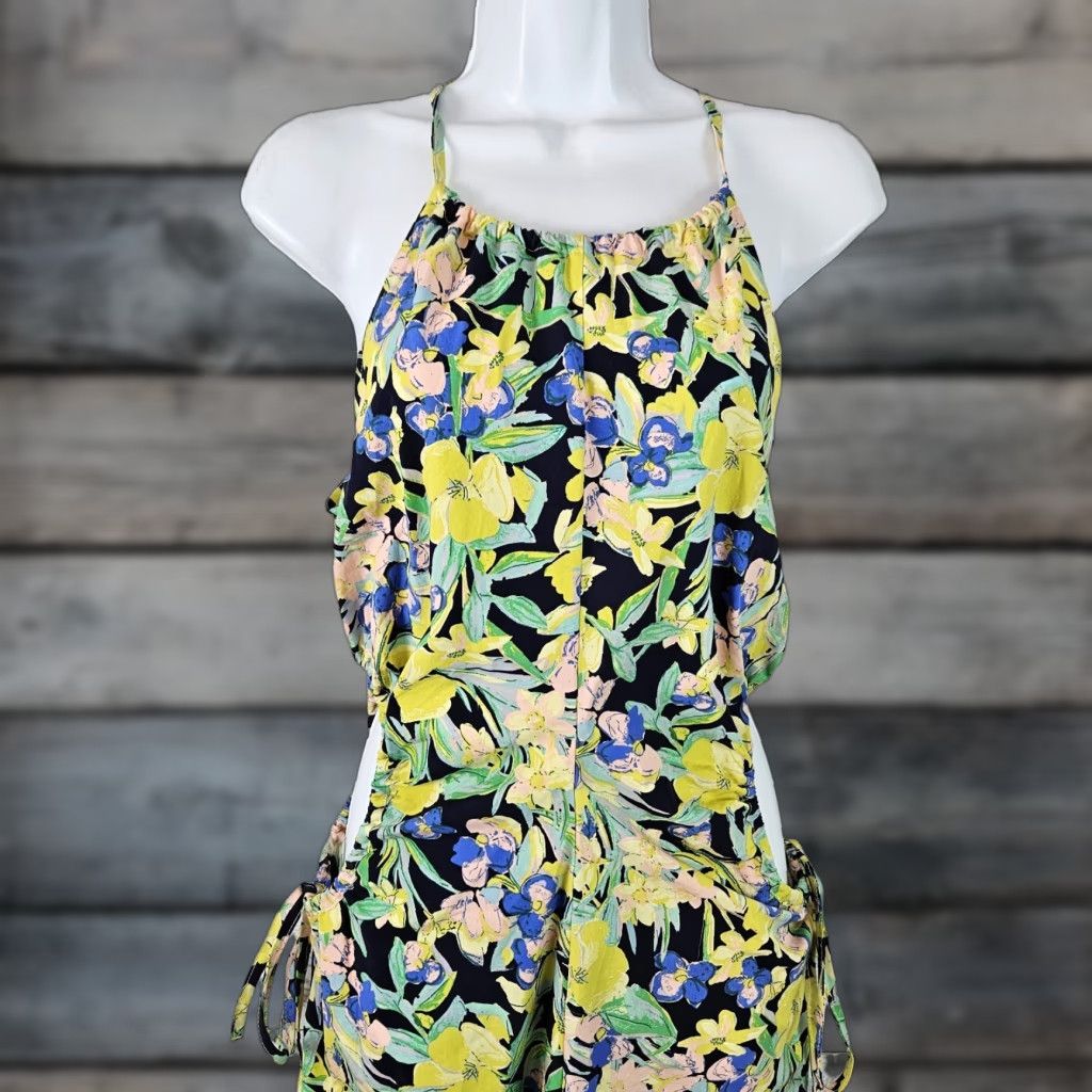 Topshop Topshop Womens Dress Sz 6 Green Yellow Floral Sleeveless Cotton Mini Dress Womens Topshop Size 6 Green Floral Sleeveless Cotton Short Dress Size M / US 6-8 / IT 42-44 - 1 Thumbnail