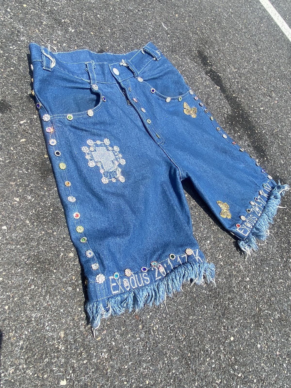 Japanese Brand Holy ✝️Jeweled Jorts Sample Size US 32 / EU 48 - 2 Thumbnail