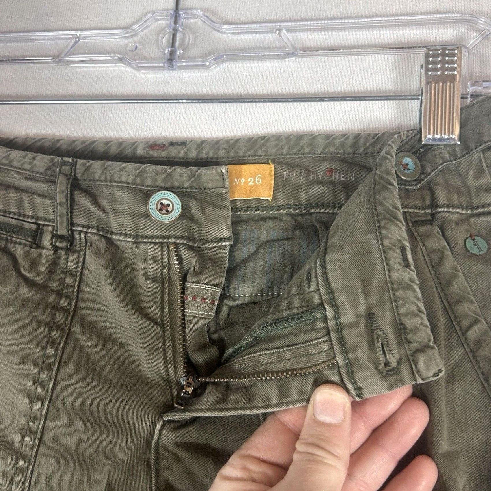 Anthropologie Anthropologie Pilcro And The Letterpres Ankle Pants Womens 26 Green Hyphen Fit Pants Regular Skinny Inseam 28 in Pockets Stretch Size 26" / US 2 / IT 38 - 2 Thumbnail