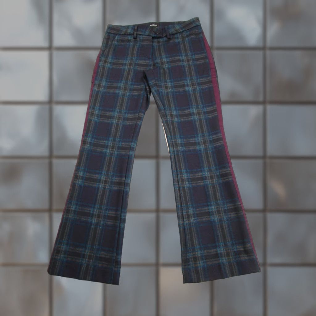Mason's Masons Pants 38 Blue Plaid New York Trumpet Flare Side Stripe Tartan Womens Size 26" / US 2 / IT 38 - 1 Thumbnail