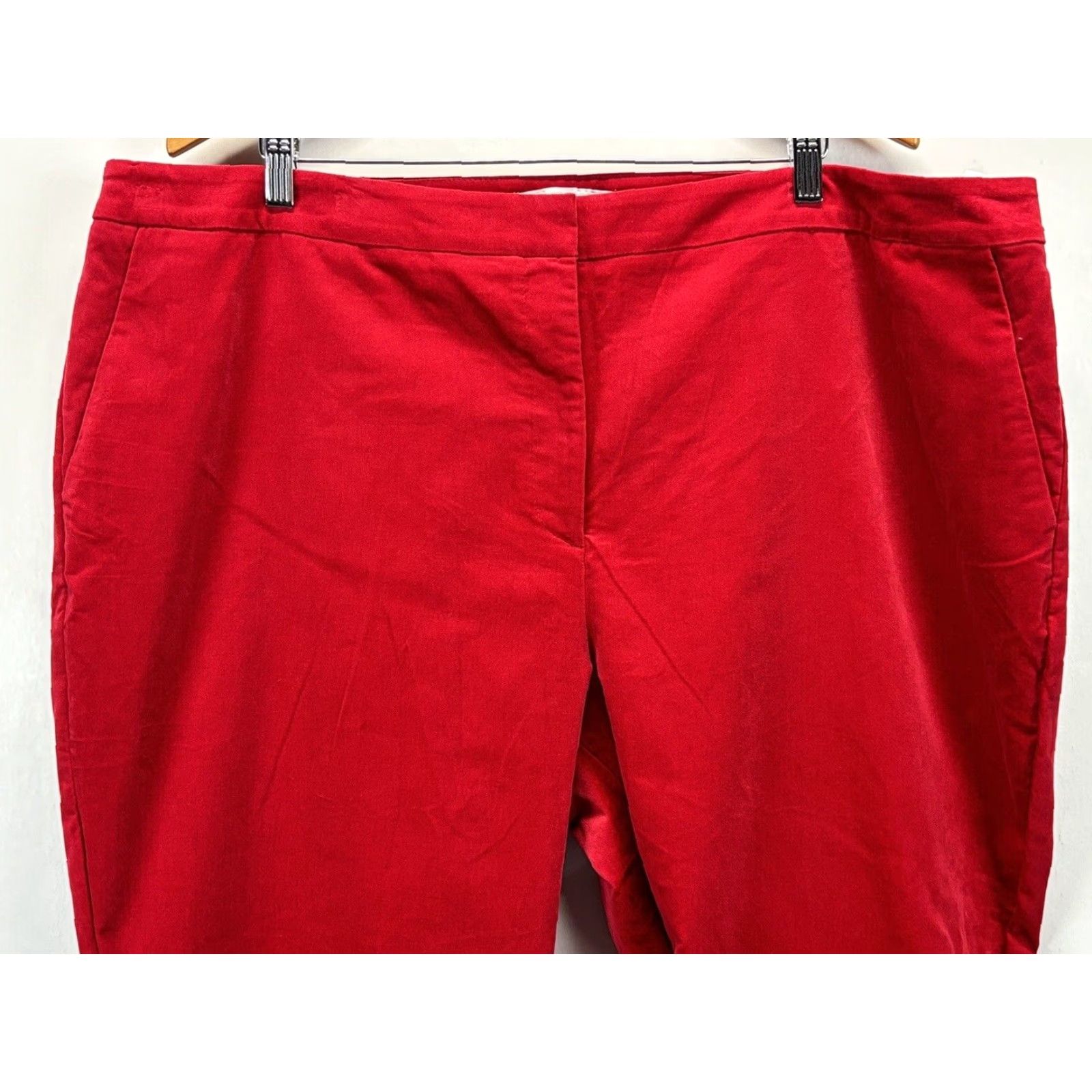Talbots TALBOTS RSVP Plus Size 24W Red Cotton Blend Ankle Pants with Ruffle Detail Size 42" / US 20 - 2 Thumbnail