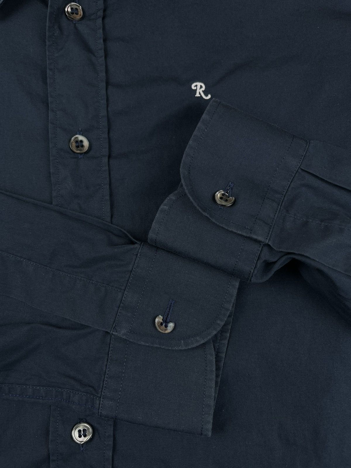 Raf Simons AW05 Raf Simons Embroidered R Button Up Shirt Navy Blue Size US M / EU 48-50 / 2 - 5 Thumbnail