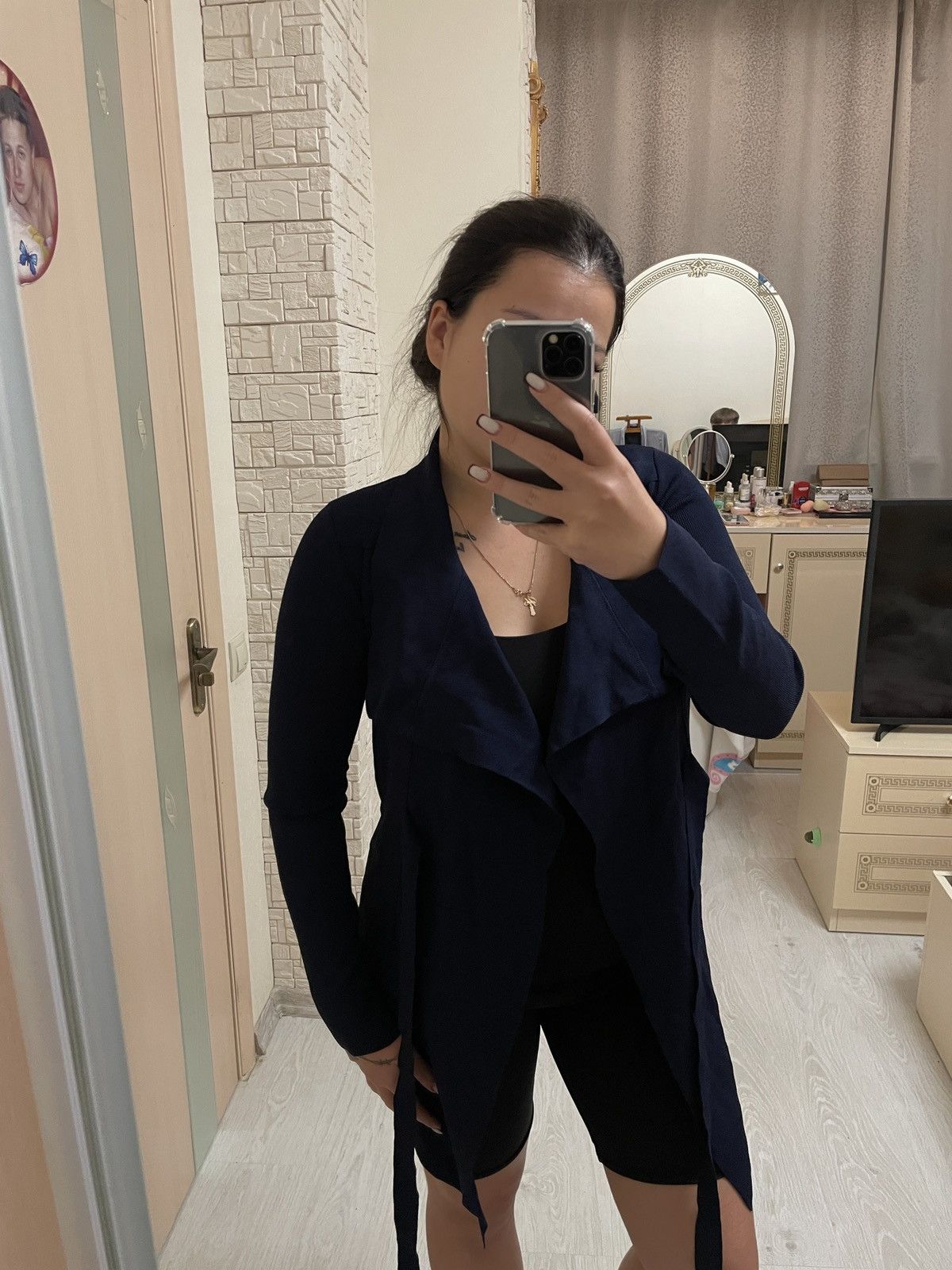 Scanlan Theodore Scanlan Theodore Crepe Knit Waterfall Cardigan Blue Size M Size M / US 6-8 / IT 42-44 - 2 Thumbnail