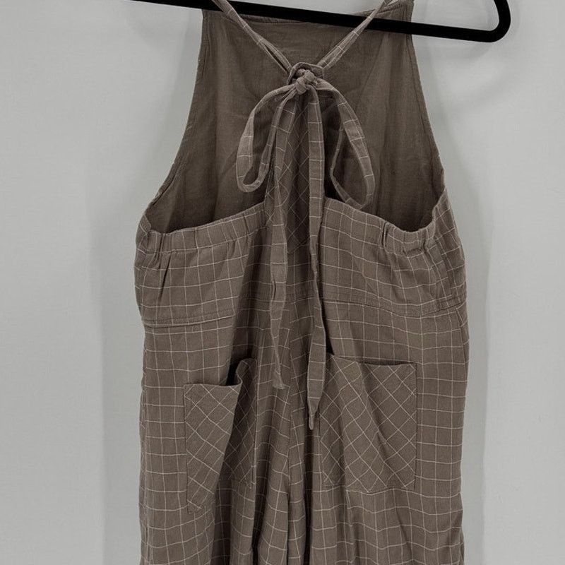 Other Easel brown windowpane adjustable wide leg jumpsuit size S Size 27" / US 4 / IT 40 - 3 Thumbnail