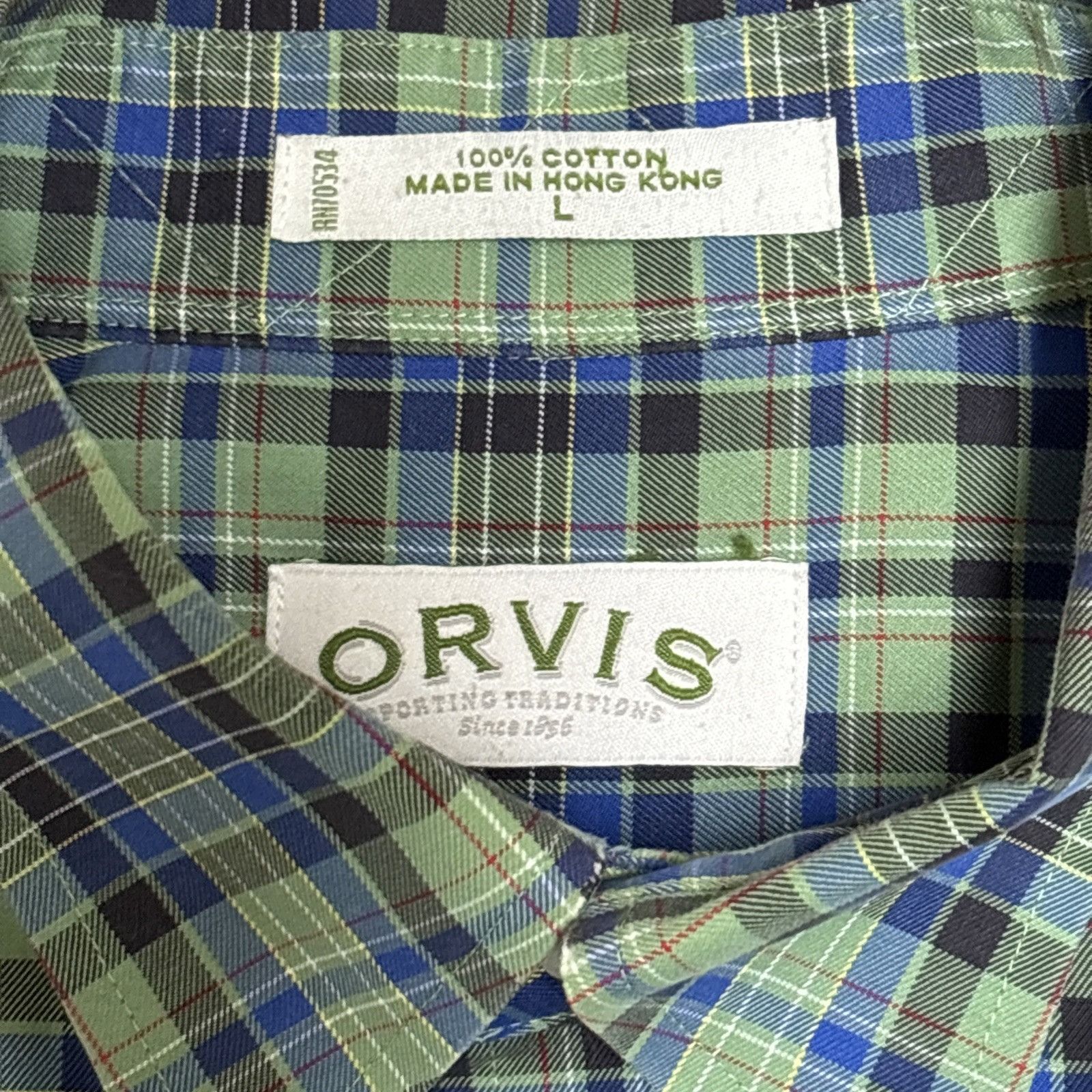 Orvis Orvis Plaid Shirt Mens Large Green Cotton Long Sleeve Button Size US L / EU 52-54 / 3 - 6 Thumbnail