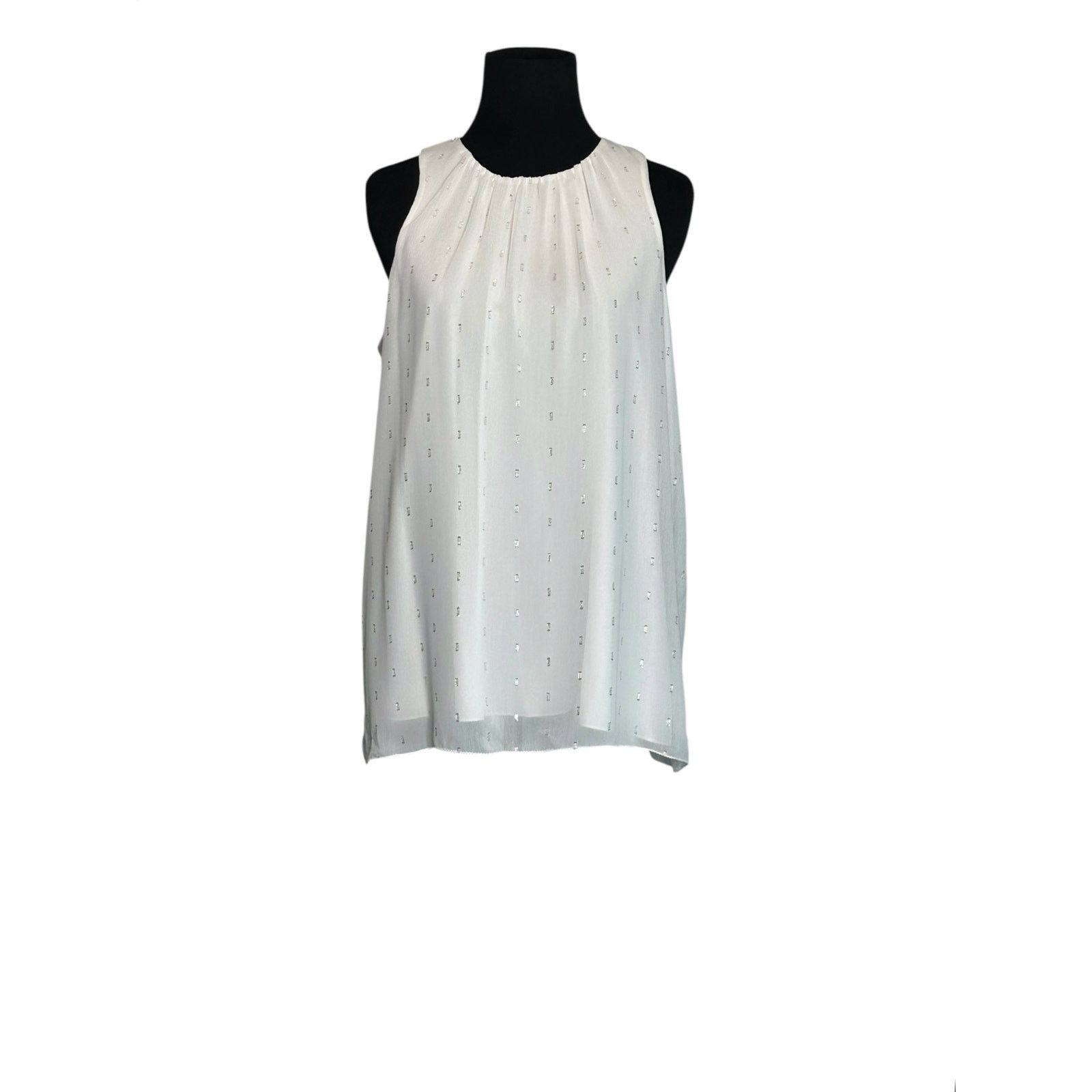 Vince Camuto Vince Camuto off white silver sleeveless blouse size Small Size S / US 4 / IT 40 - 14 Thumbnail