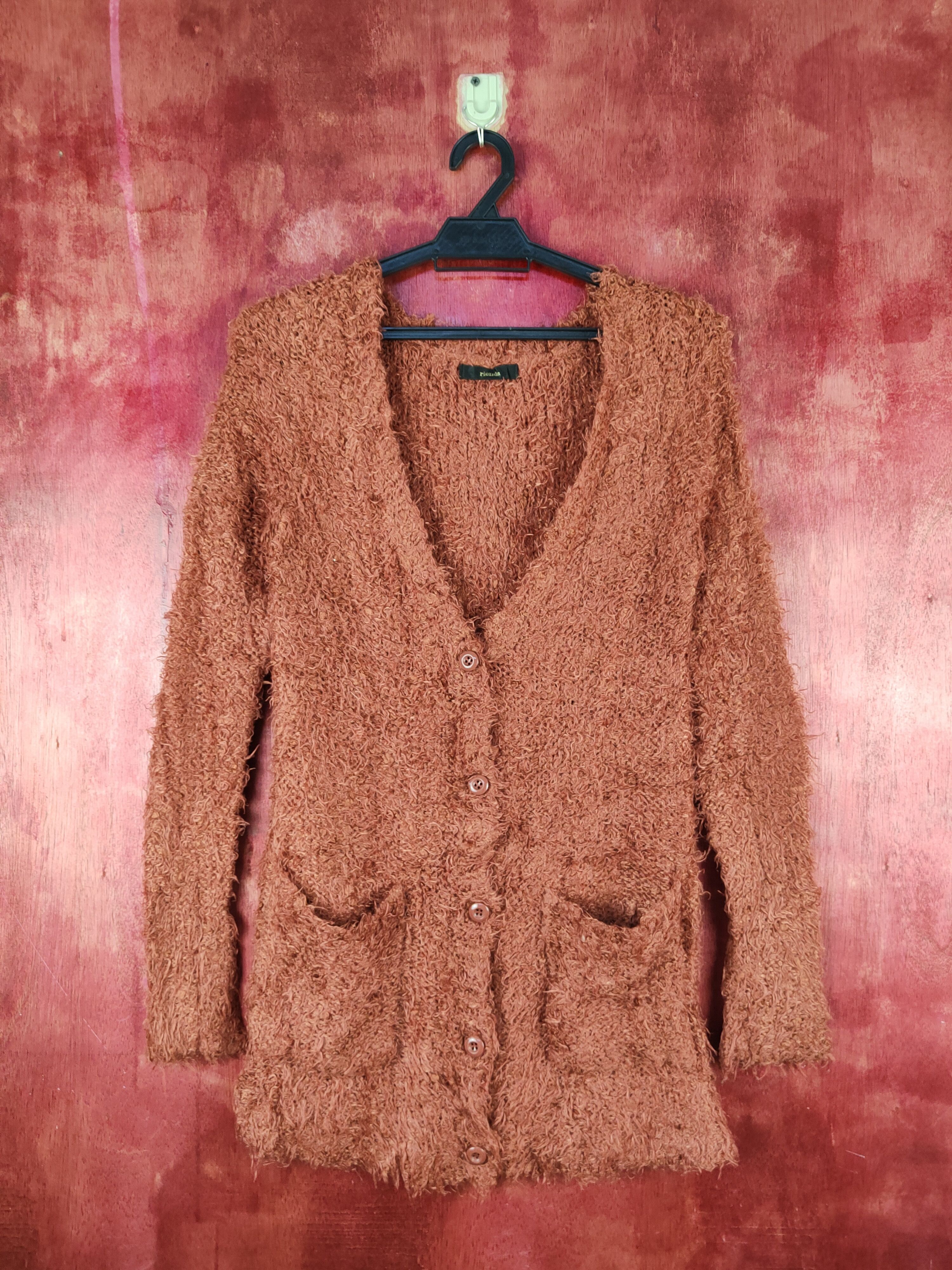image of Rienda Brown Fur Mohair Knitwear Cardigan S2002, Women's (Size Small)