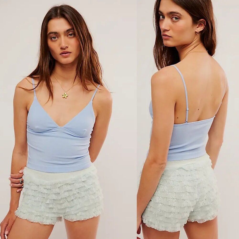 Free People New Free People Luna Tencel Triangle Blue Cami Size M/L Size L / US 10 / IT 46 - 1 Thumbnail