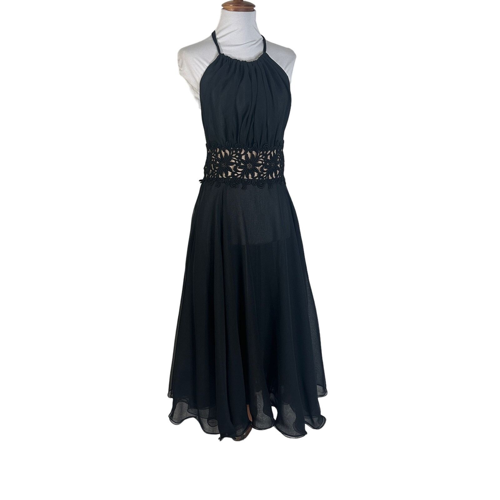 Vintage 1970s Lillie Rubin Black Chiffon Halter Dress XS -  www.rajagirimanappuram.com