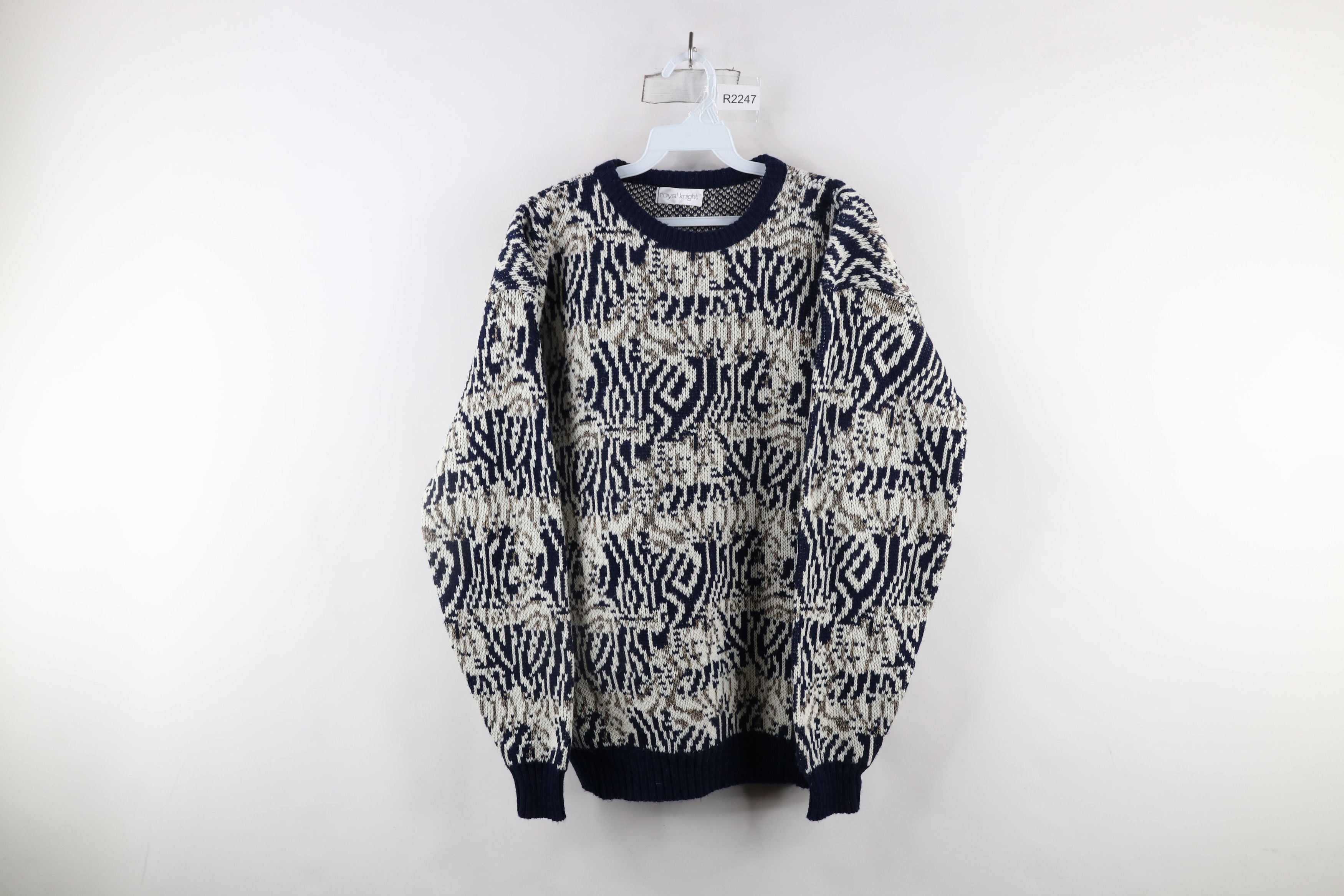 Vintage Vintage 90s Coogi Style Abstract Knit Grandpa Sweater Size US L / EU 52-54 / 3 - 1 Thumbnail