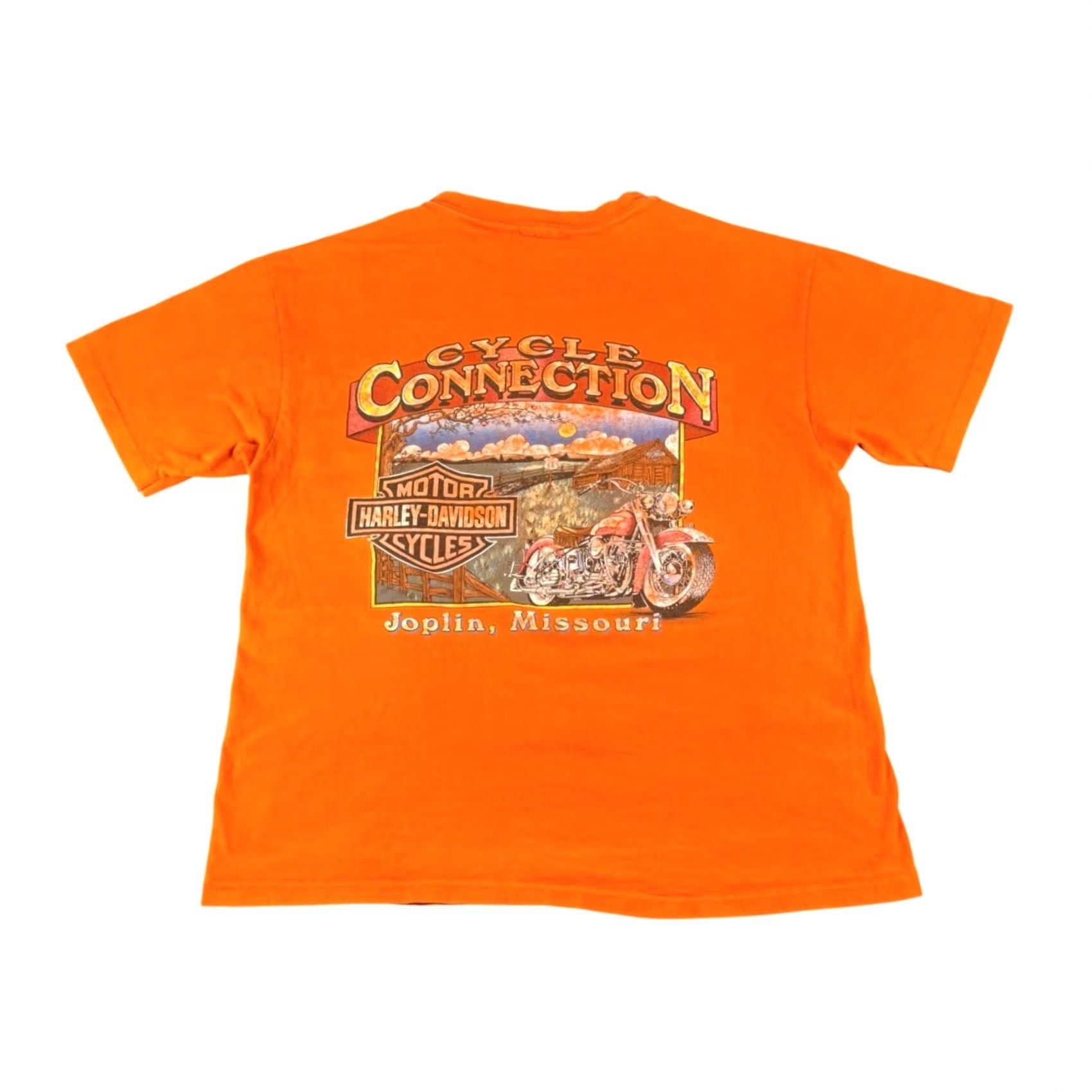 Harley Davidson VINTAGE Harley Davidson Orange Graphic T Shirt Joplin Missouri Cycle Connection M Mens Size US M / EU 48-50 / 2 - 2 Thumbnail