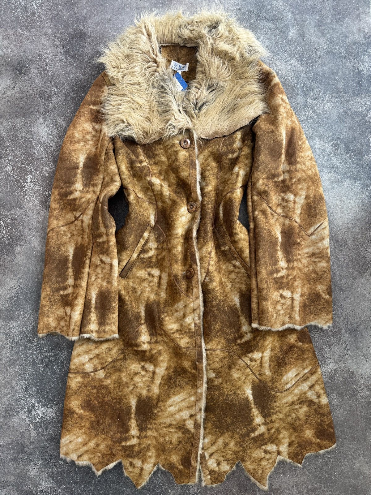 Japanese Brand Japan Vintage Y2K Faux Fur Shearling Style Washed Coat Size L / US 10 / IT 46 - 1 Thumbnail