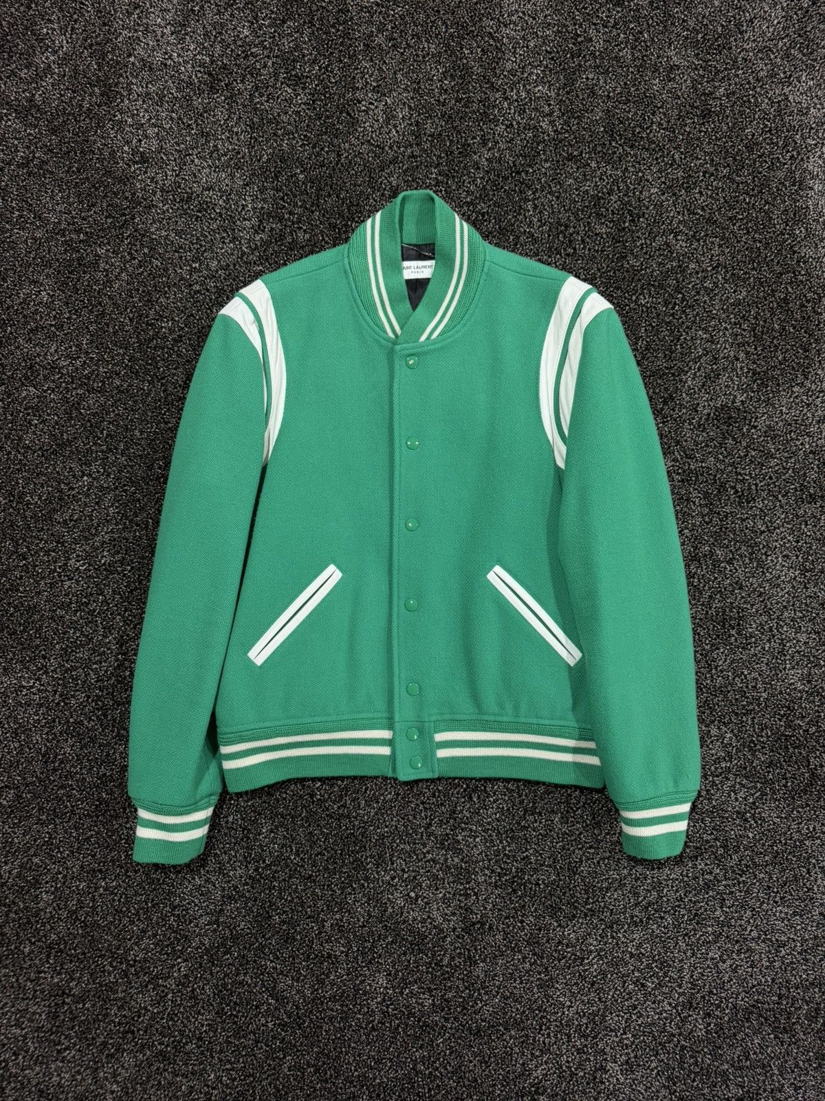 Saint Laurent Paris Saint Laurent Paris x Hedi 2016 Teddy Varsity Green Jacket Size US L / EU 52-54 / 3 - 4 Thumbnail