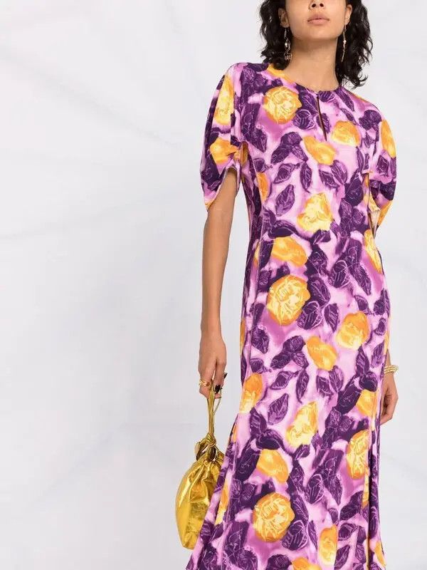Marni o1y1025 Midi Dress in Multicolor Size M / US 6-8 / IT 42-44 - 4 Thumbnail