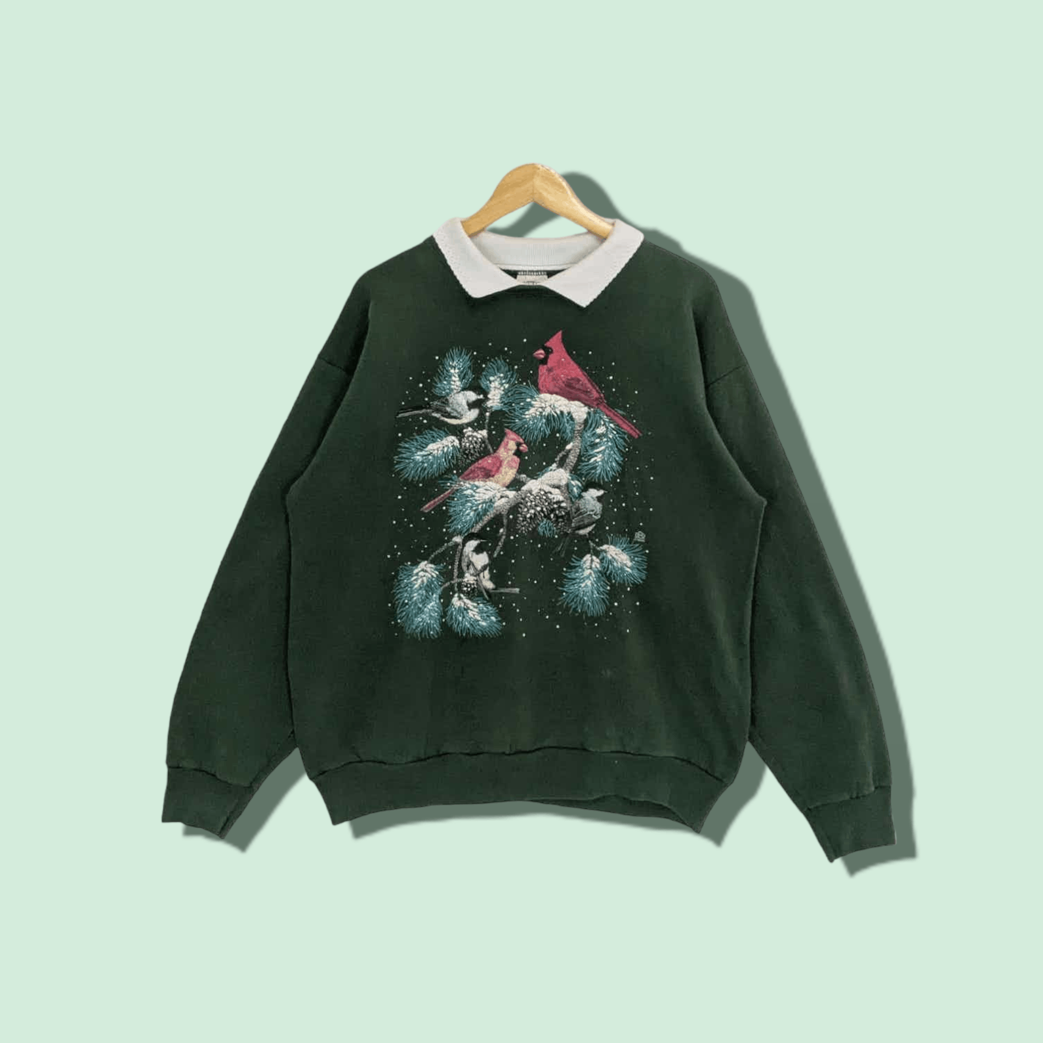 Vintage Vintage 90's COTTON GROVE Bird Painting Drawing Sweatshirt Size US L / EU 52-54 / 3 - 1 Thumbnail
