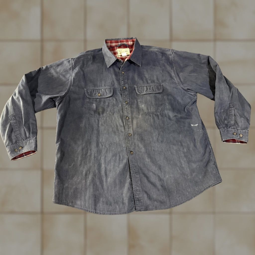 Vintage VINTAGE L.L.Bean Shirt Mens 2XL Blue Denim Flannel Lined Button Front Long Sleeve Casual Size US XXL / EU 58 / 5 - 1 Thumbnail