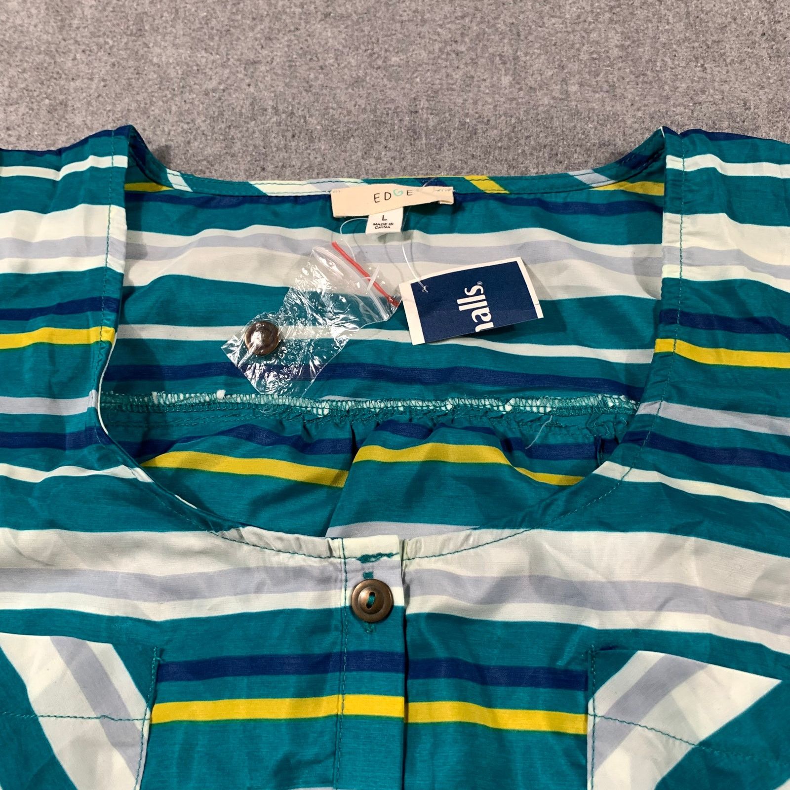 Other EDGE Top Womens Large Blue Stripe Sleeveless Summer Shirt Size L / US 10 / IT 46 - 3 Thumbnail