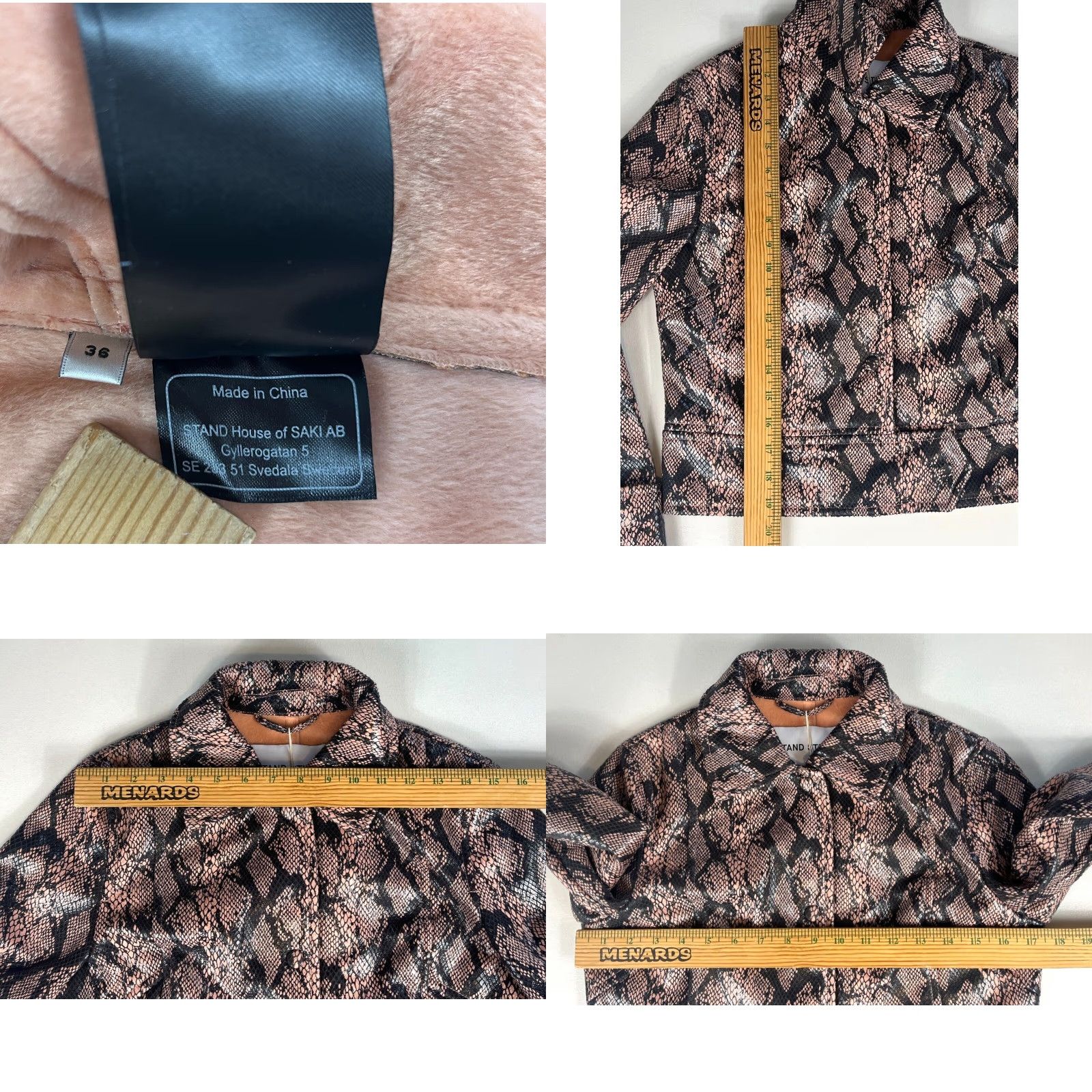 STAND STUDIO Stand Studio Erin Jacket XS Peach Snake - NWT - Faux Snake - Women's Biker Jacket, Short Length, Long Sleeve, Collared, Pockets, City Designer Size XS / US 0-2 / IT 36-38 - 10 Thumbnail