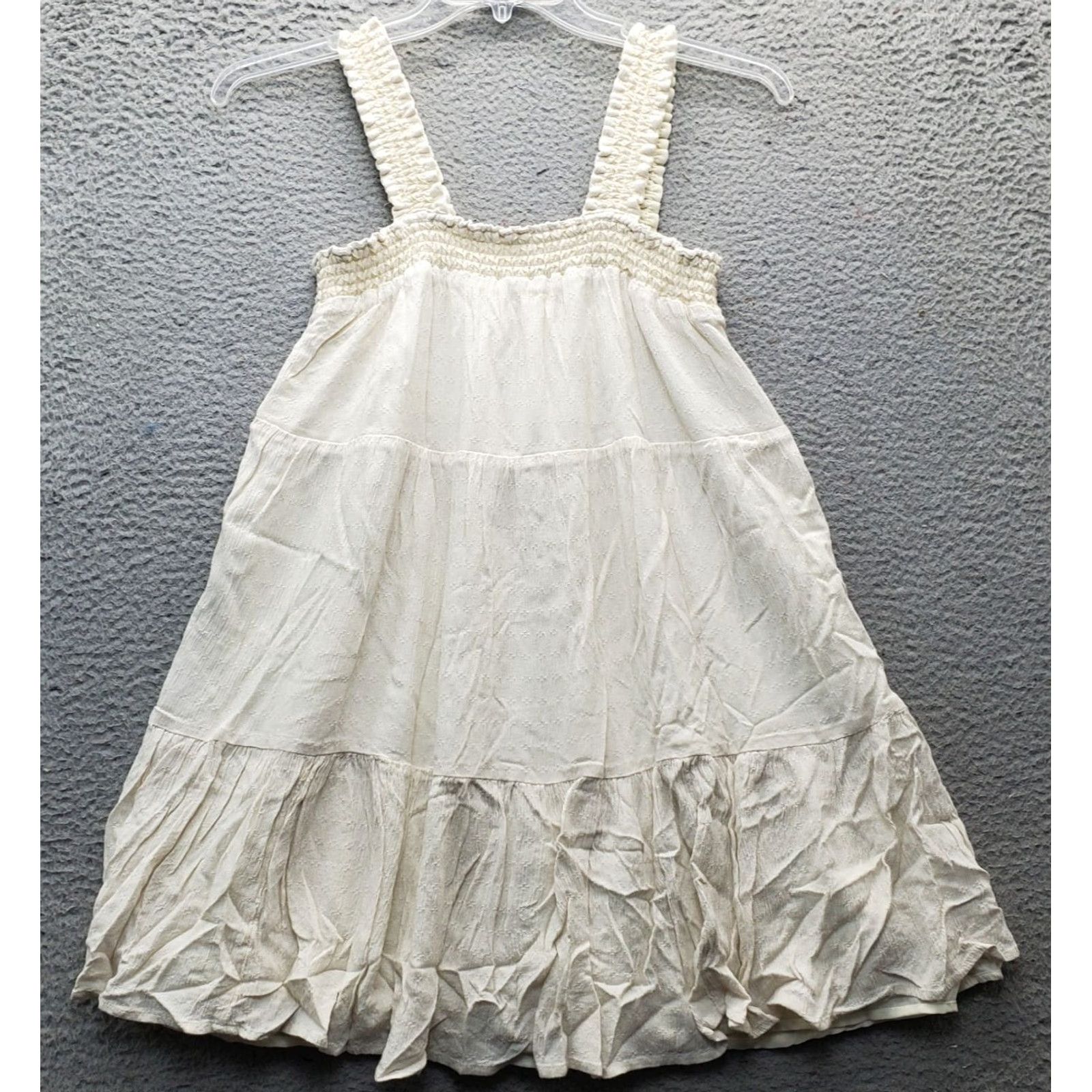American Eagle Outfitters American Eagle Outfitters Mini Dress Womens M Tan Lined Tiered Wide Strap Size M / US 6-8 / IT 42-44 - 2 Thumbnail