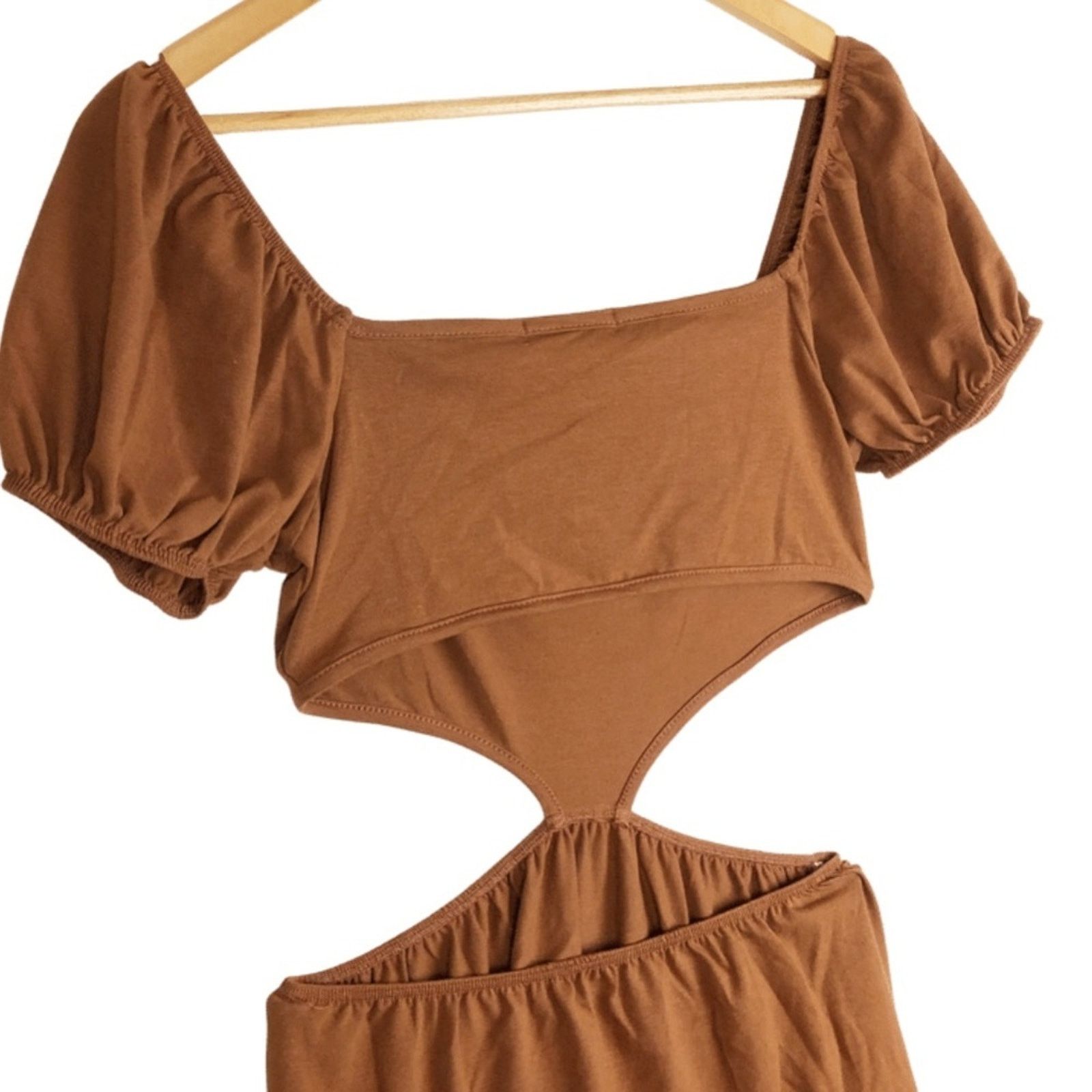 Forever 21 New Forever 21 Women’s Cutout Flounce-Hem Mini Dress Brown Size L / US 10 / IT 46 - 9 Thumbnail