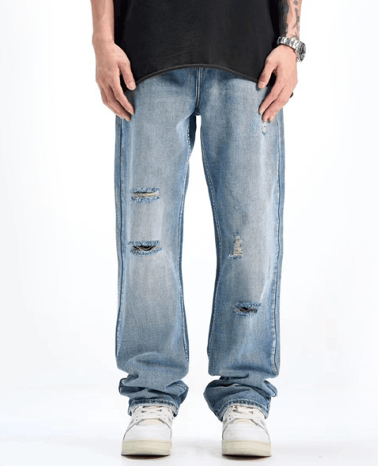 Japanese Brand Men's trendy ripped light blue jeans y2k Size US 34 / EU 50 - 2 Thumbnail