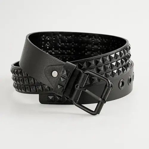 Leather × Vintage All Black Leather Rivet Belt Size ONE SIZE - 1 Thumbnail