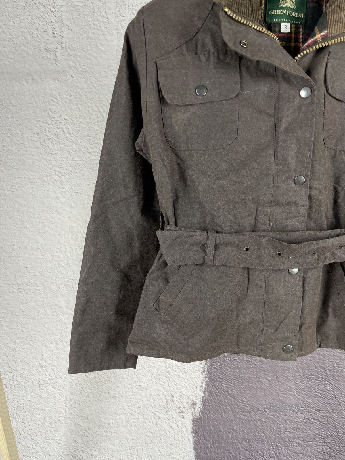 Vintage Green Forest Country wear made in England waxed belt jacket Size S / US 4 / IT 40 - 4 Thumbnail