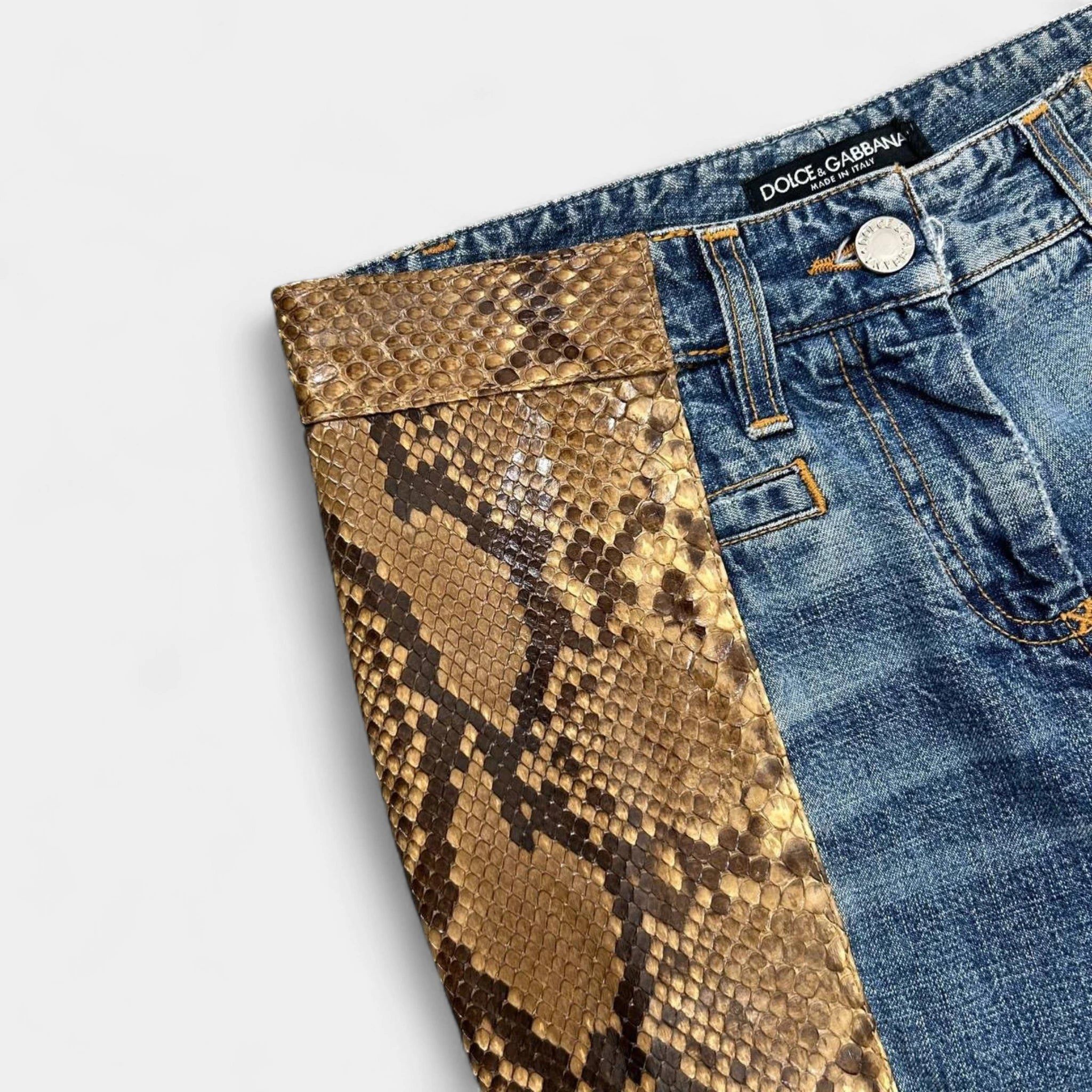 Dolce & Gabbana Dolce & Gabbana Geniune Python Light Blue Denim Pants Size US 29 - 3 Thumbnail